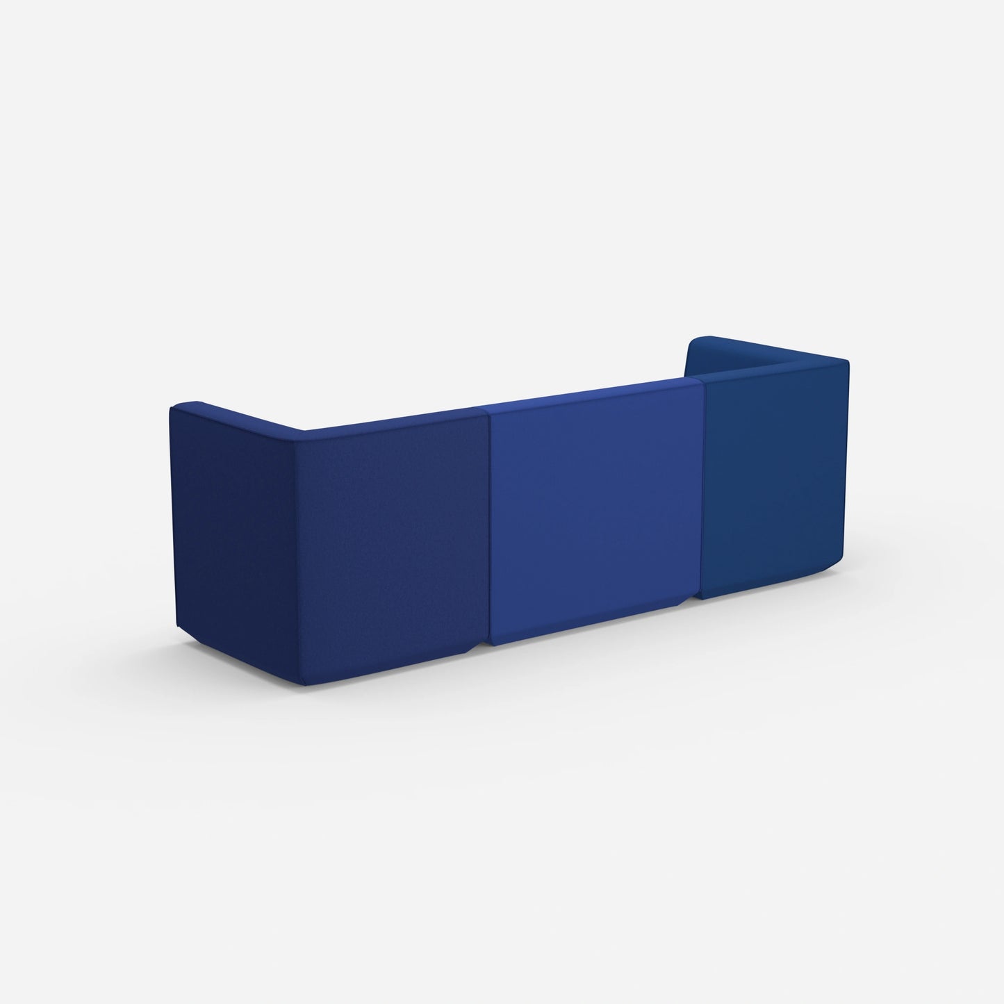 3 Personen Sofa blau von hinten