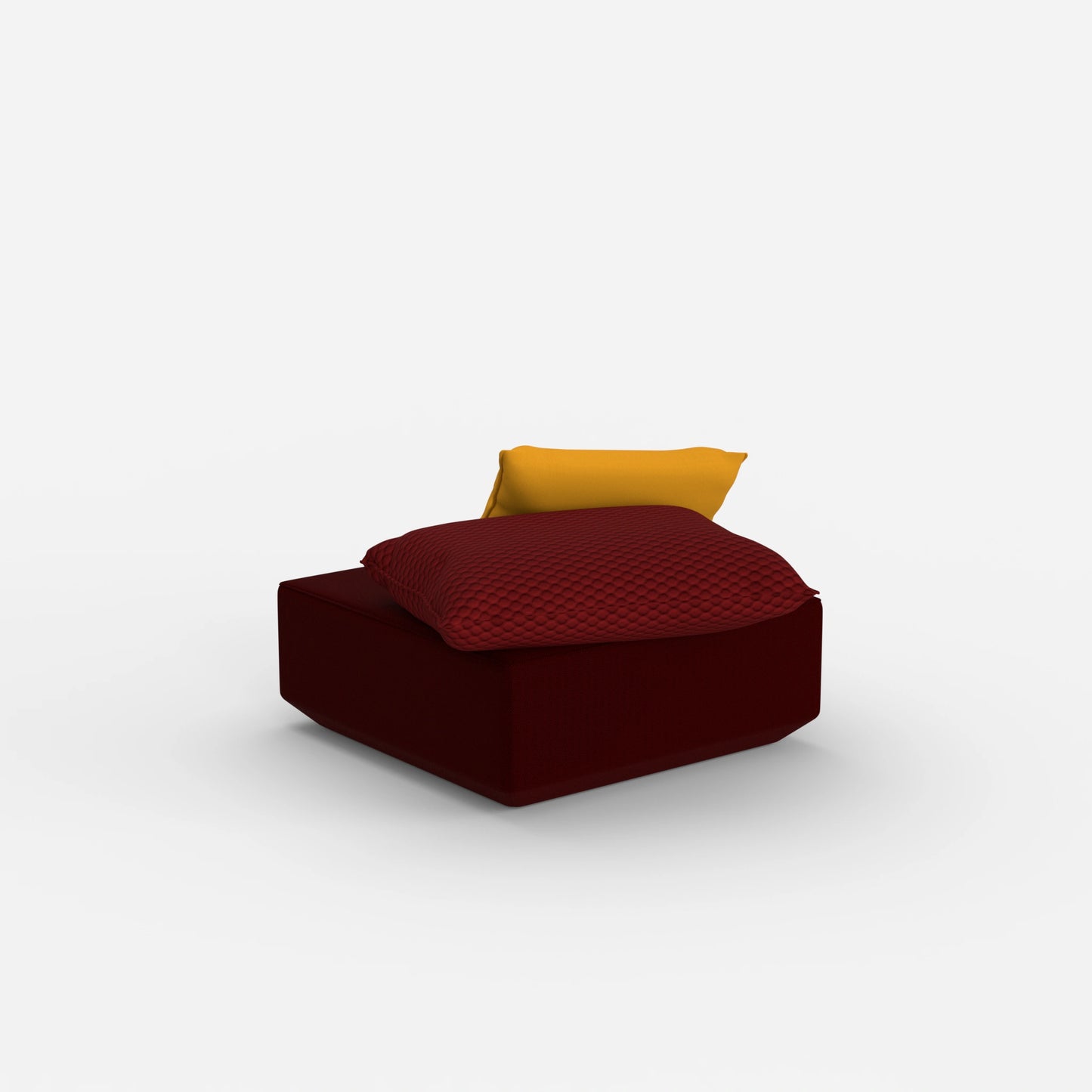 Quadratischer Sitzpouf von hinten