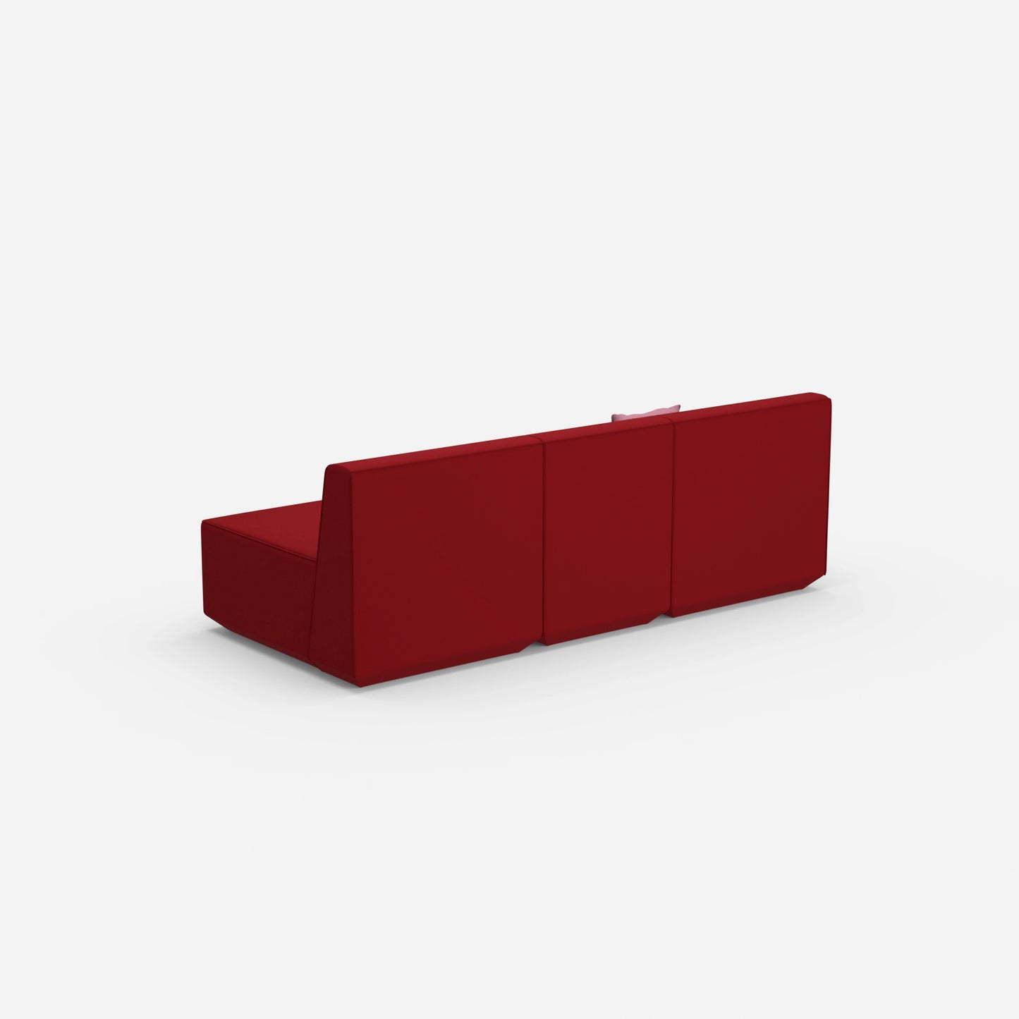 Rotes Dreisitzer Sofa von hinten