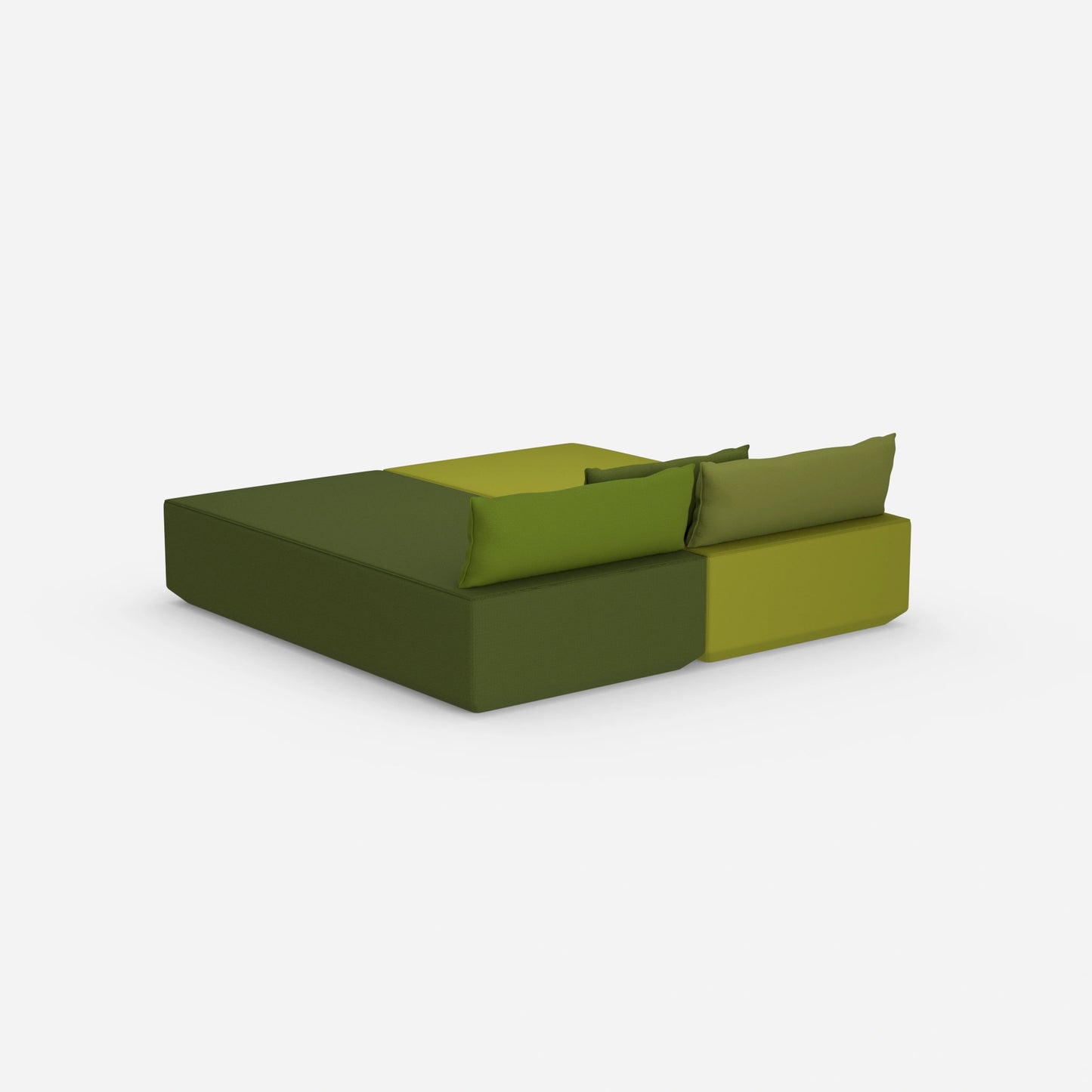 Schlafsofa mit großer Liegefläche von hinten