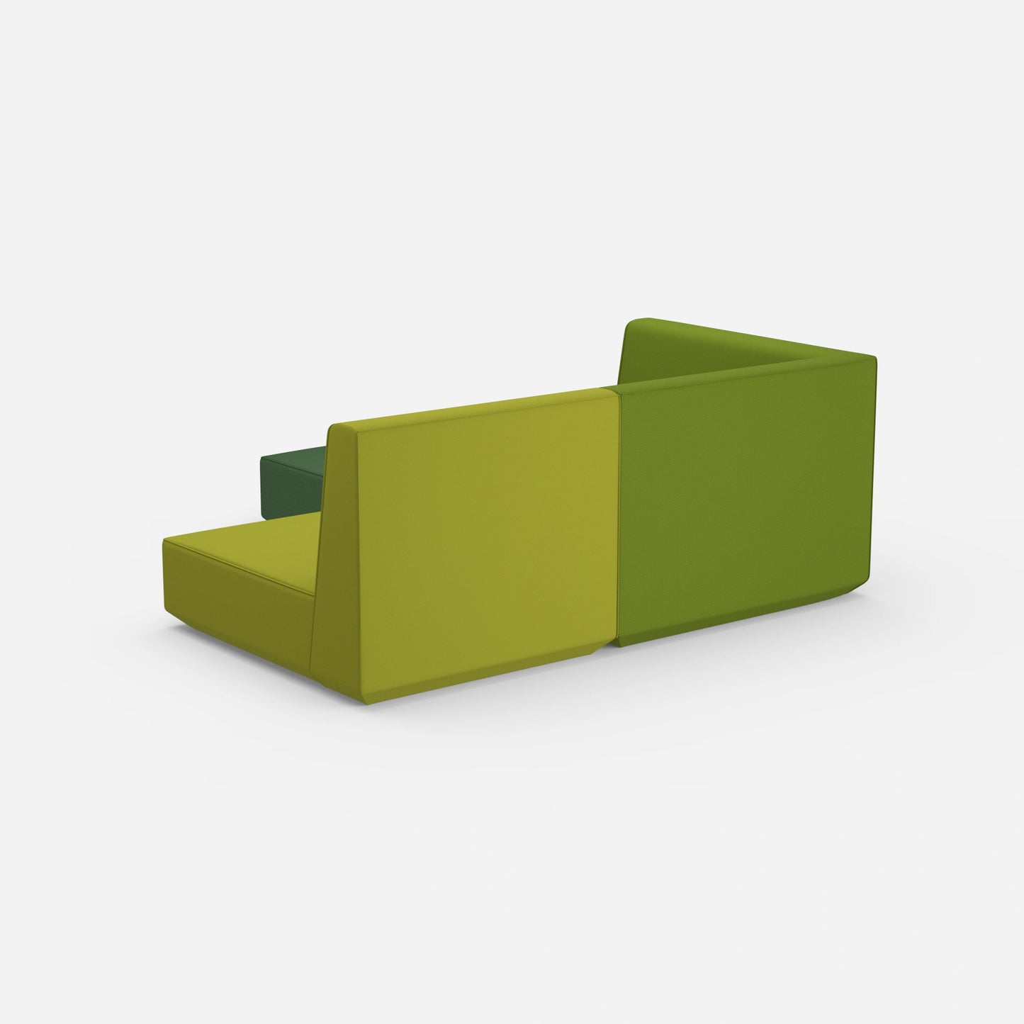 Corner sofa with deep seat and high backrest from behind