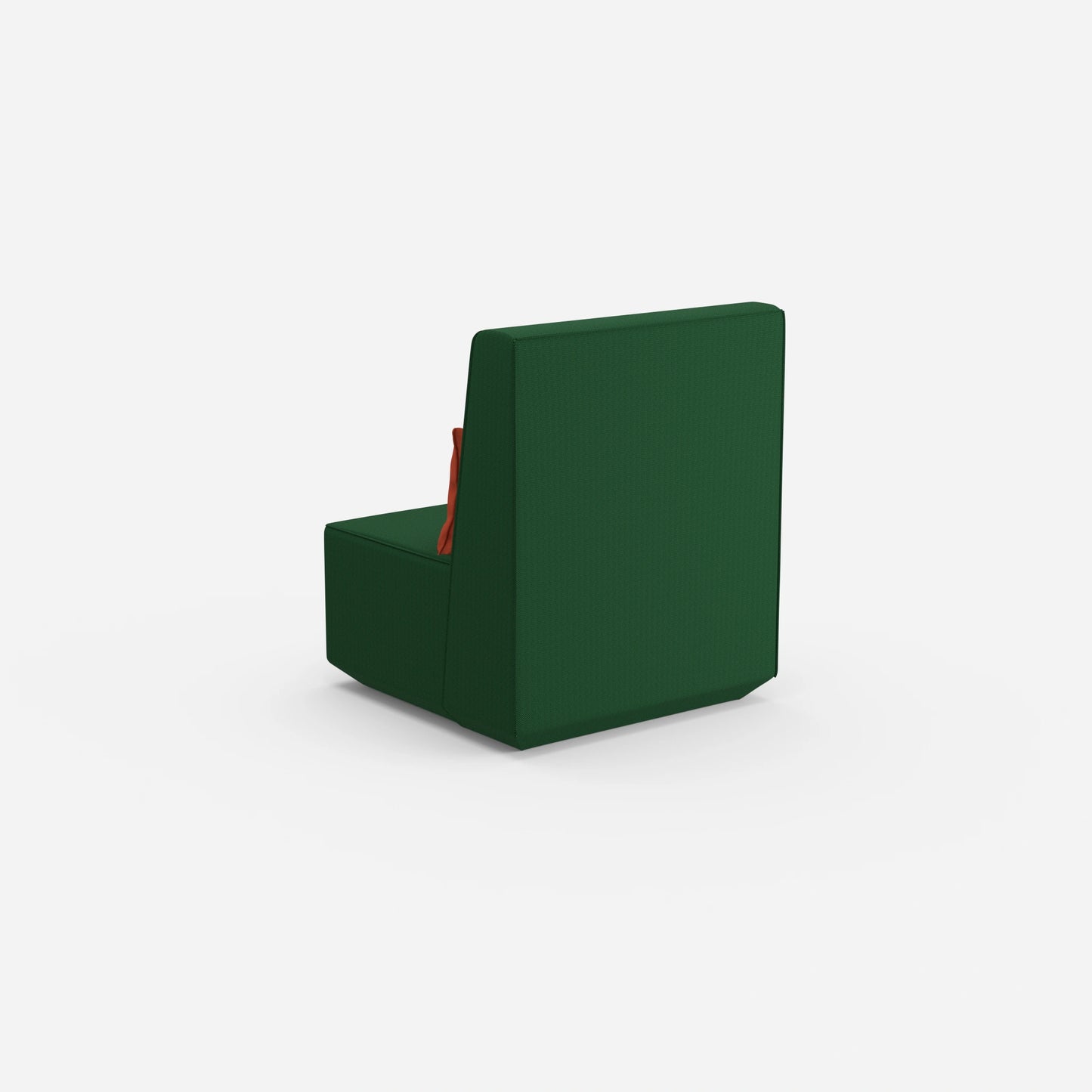 Green armchair from behind