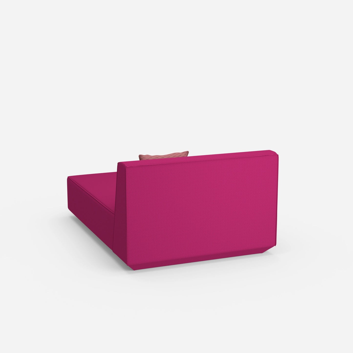 Modular chaise longue in pink from behind