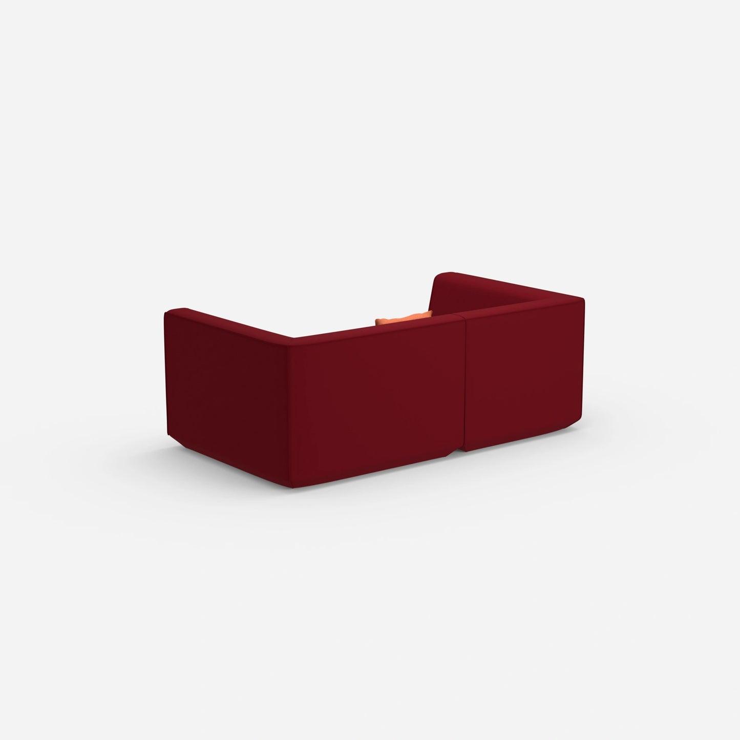 Sofa for 2 people in red from behind