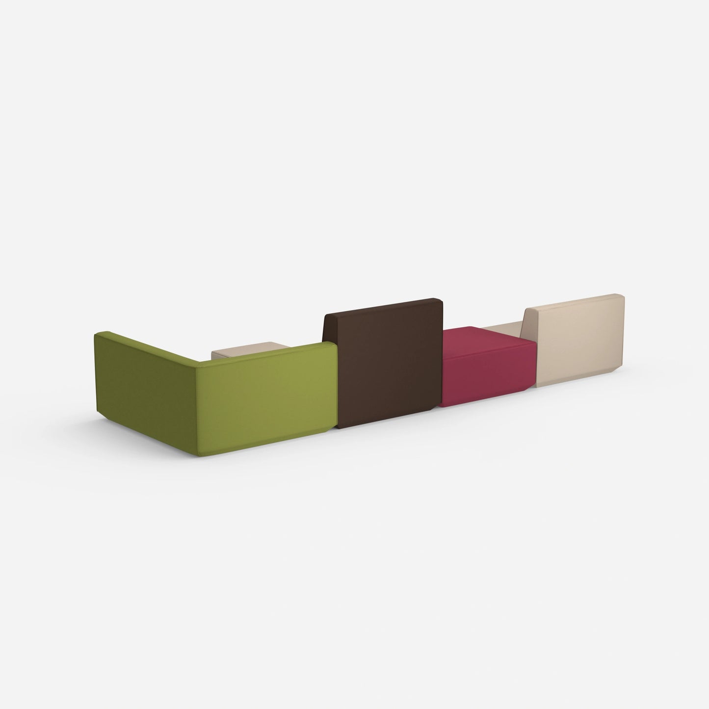 Sofa lounge with different seat and backrest heights from behind