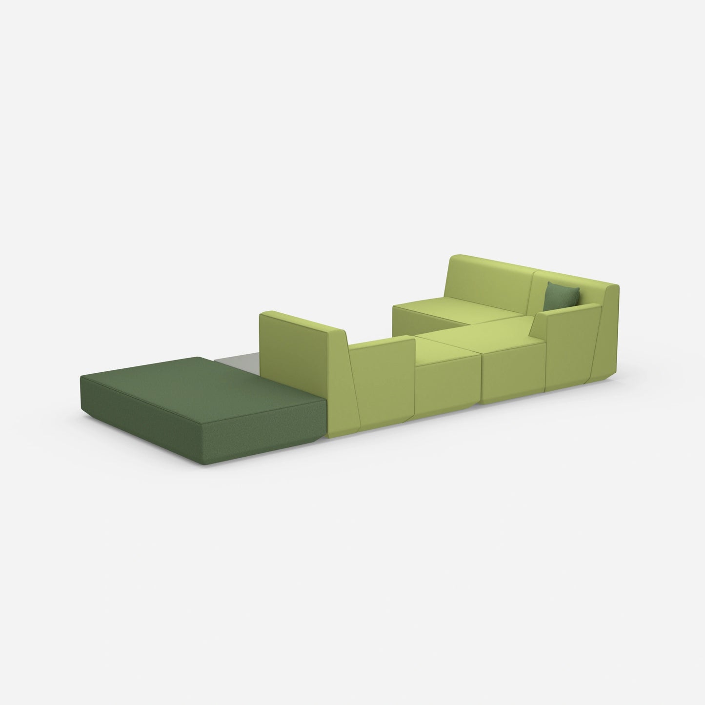 Unusual Sofa lounge in shades of green from behind
