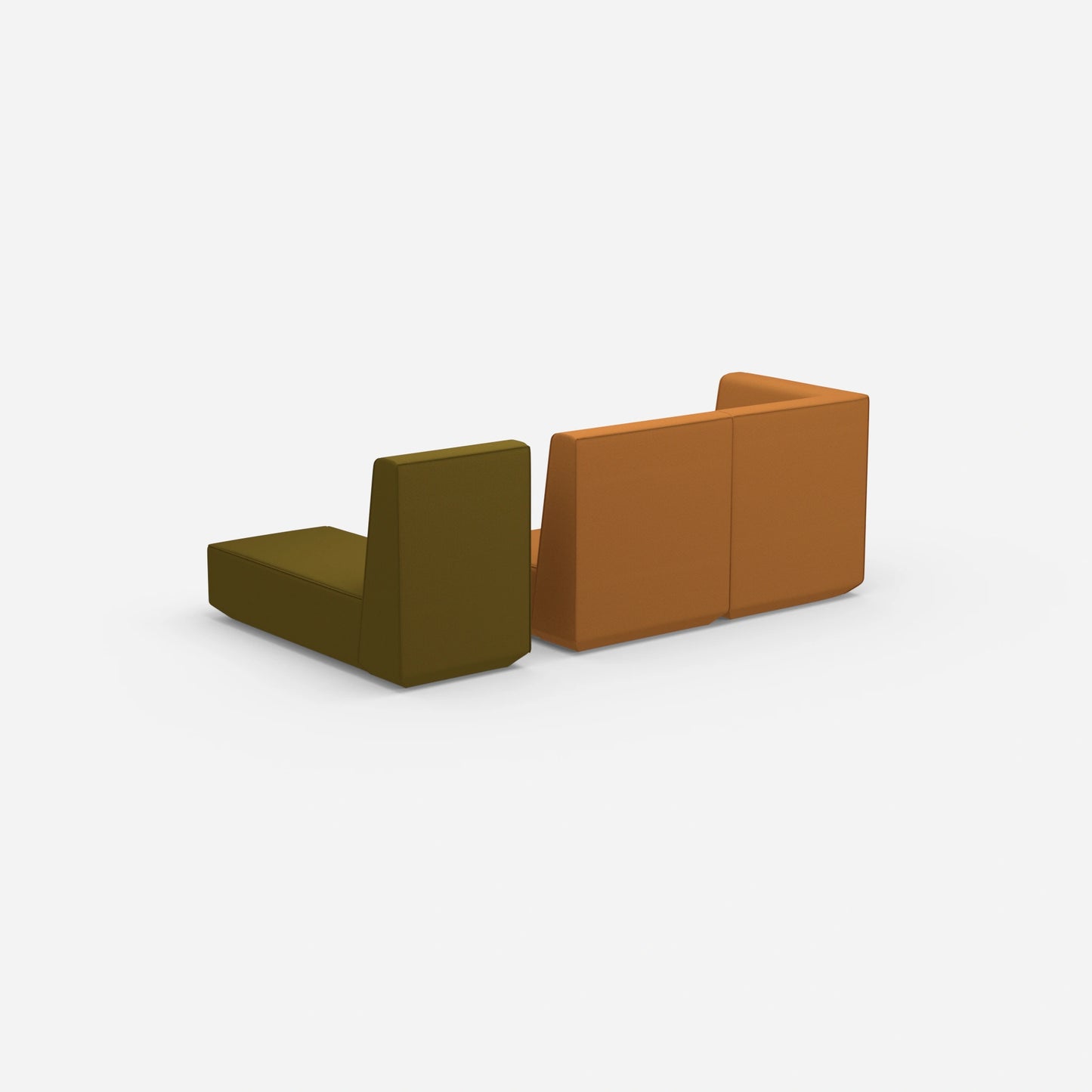 Two-seater with chaise longue from behind