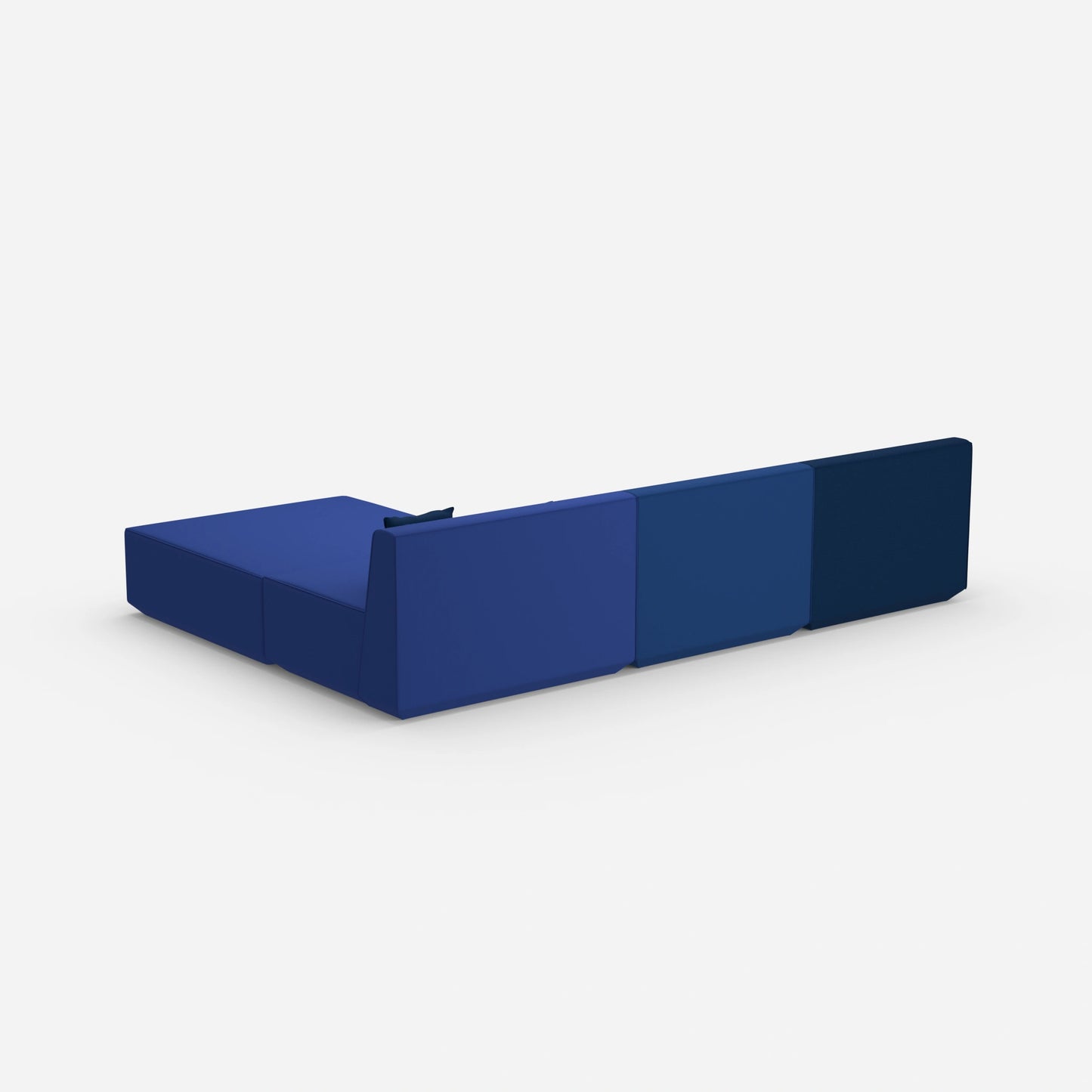Canapé d'angle modulaire bleu de derrière