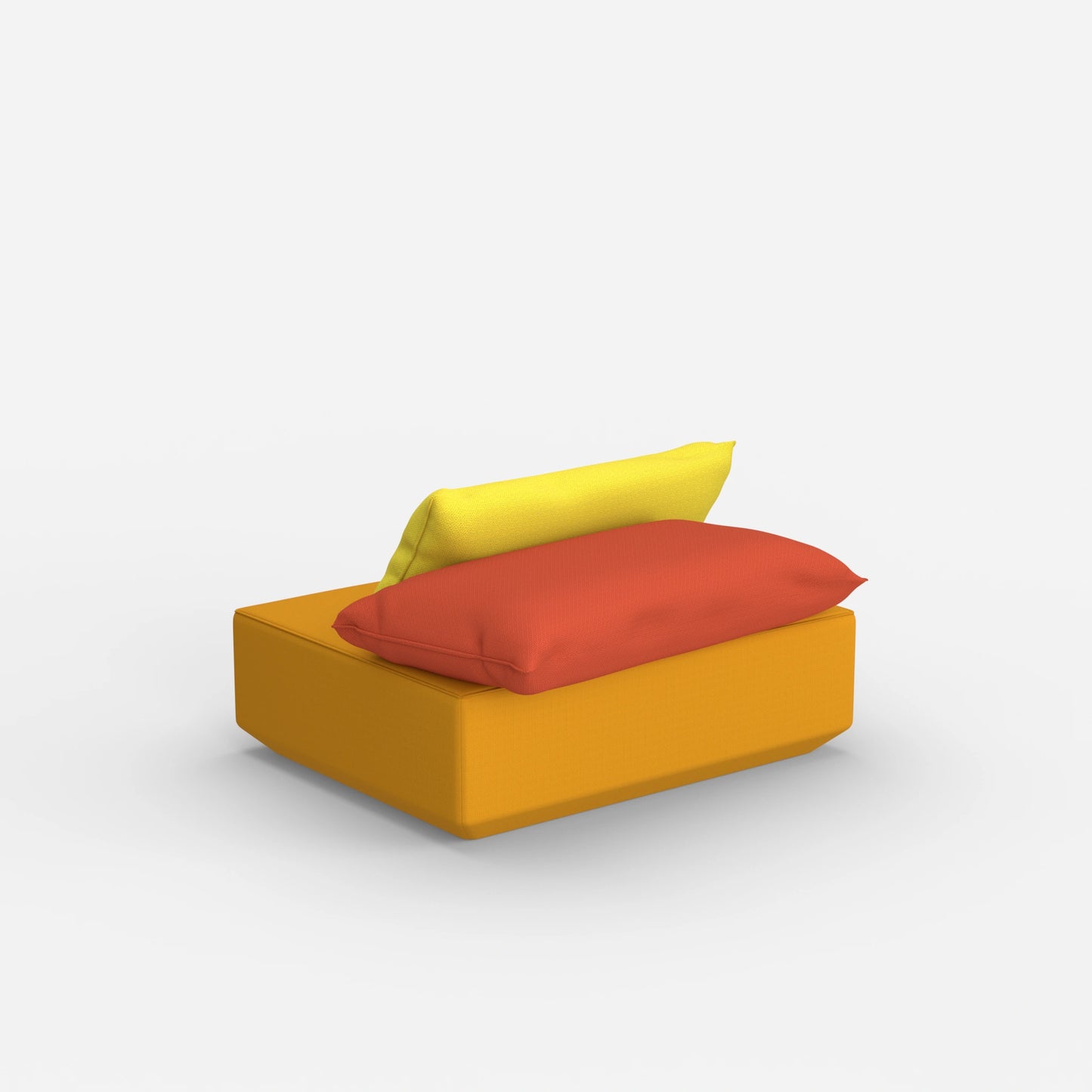 Pouf modulaire jaune vu de l'arrière