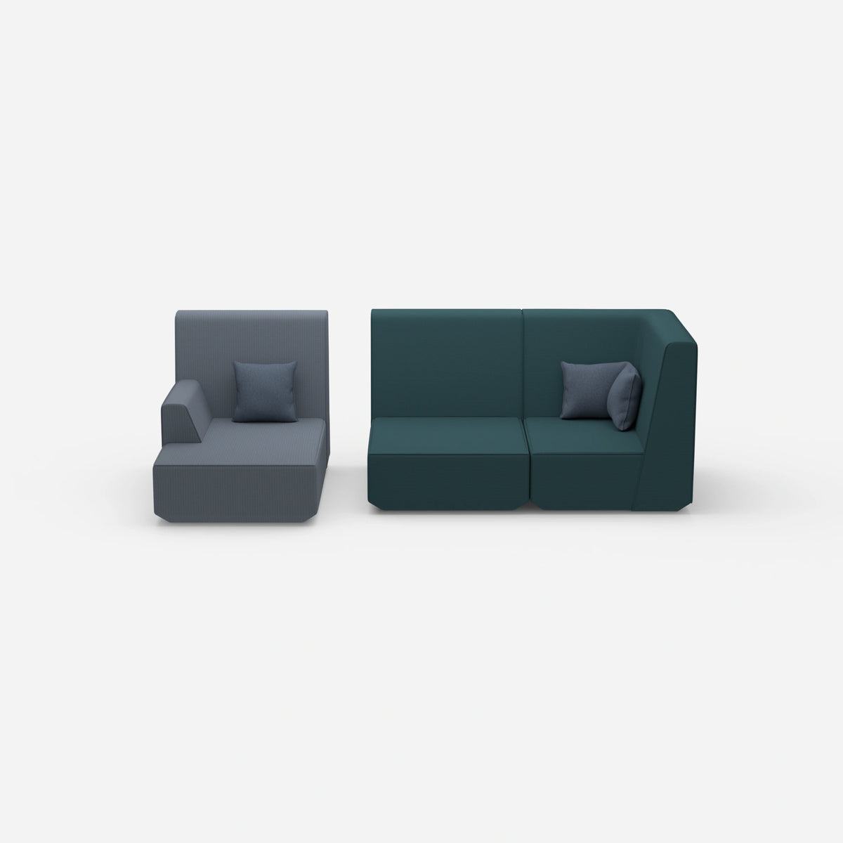 2 Sitzer mit Ottomane mit hoher Rückenlehne | modern
