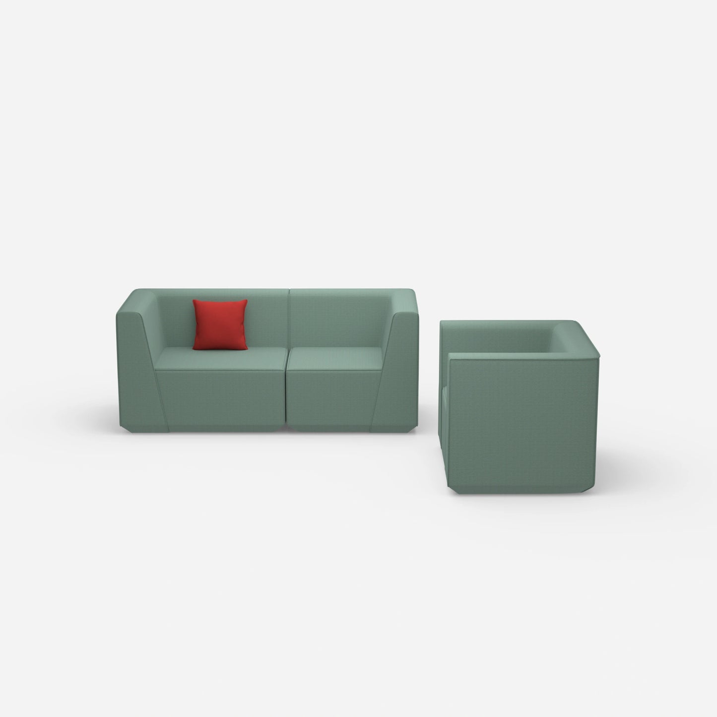 2 Sitzer Sofa mit Sessel 270 cm breit von vorne