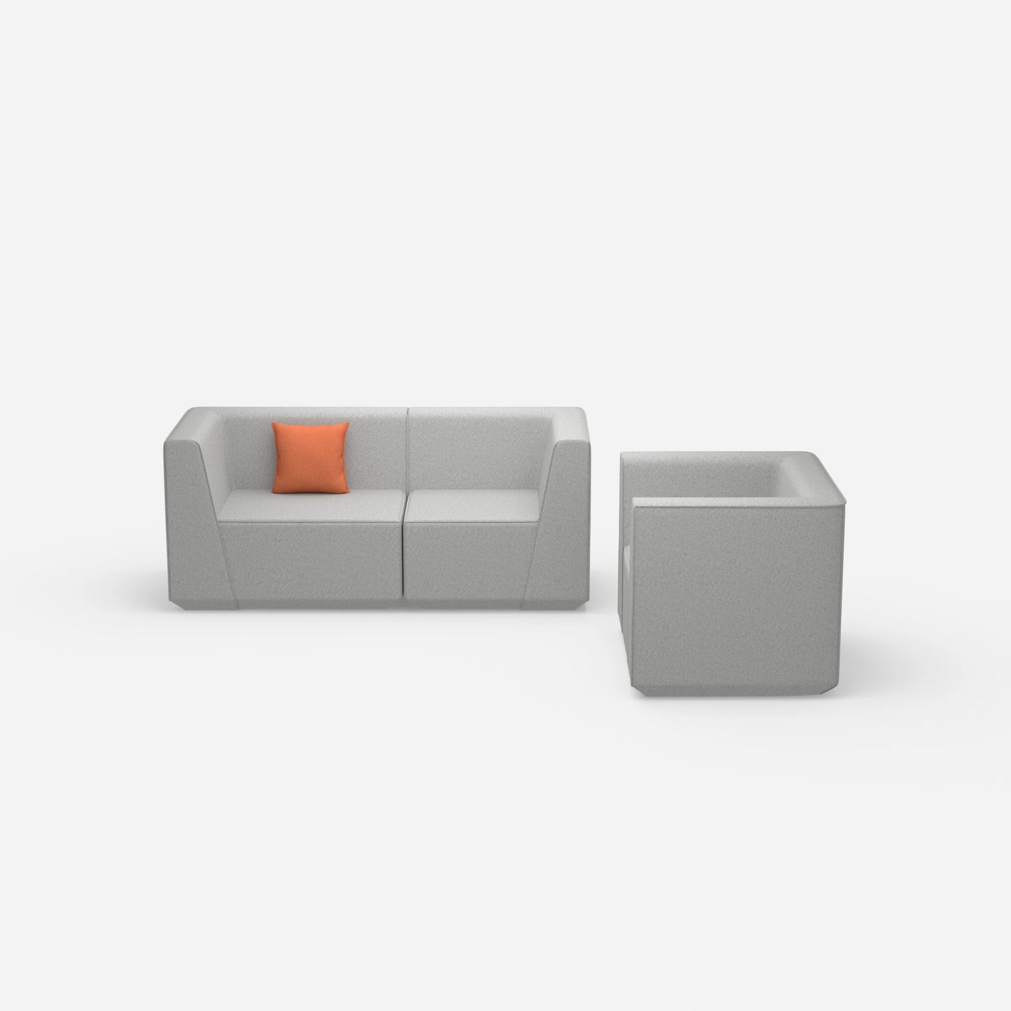 2 Sitzer Sofa mit Sessel 270 cm breit von vorne