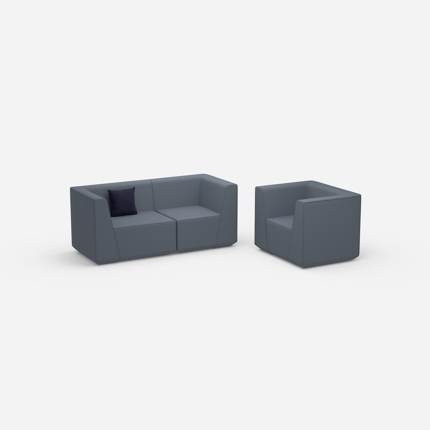 2 Sitzer Sofa mit Sessel 270 cm breit von der Seite
