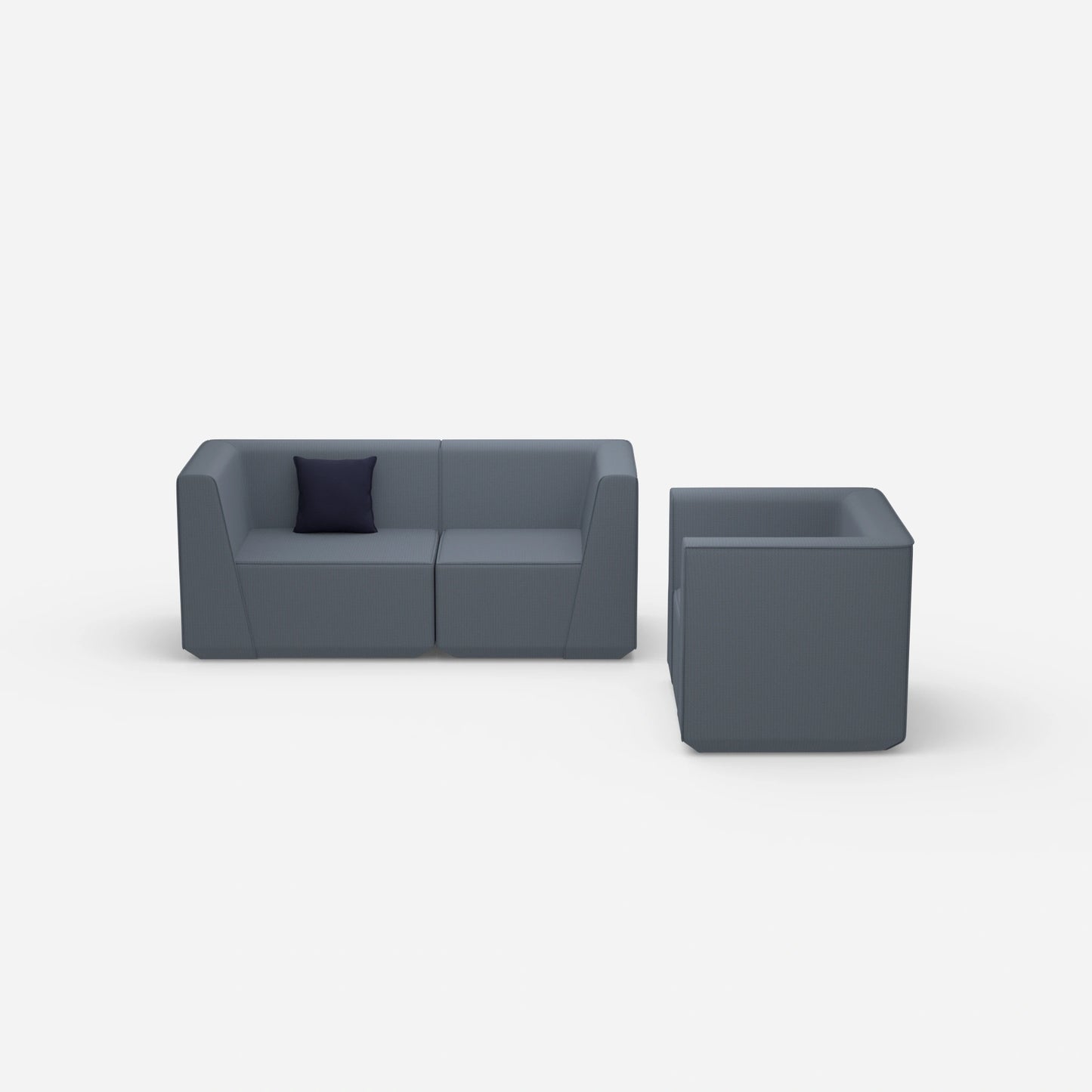 2 Sitzer Sofa mit Sessel 270 cm breit von vorne