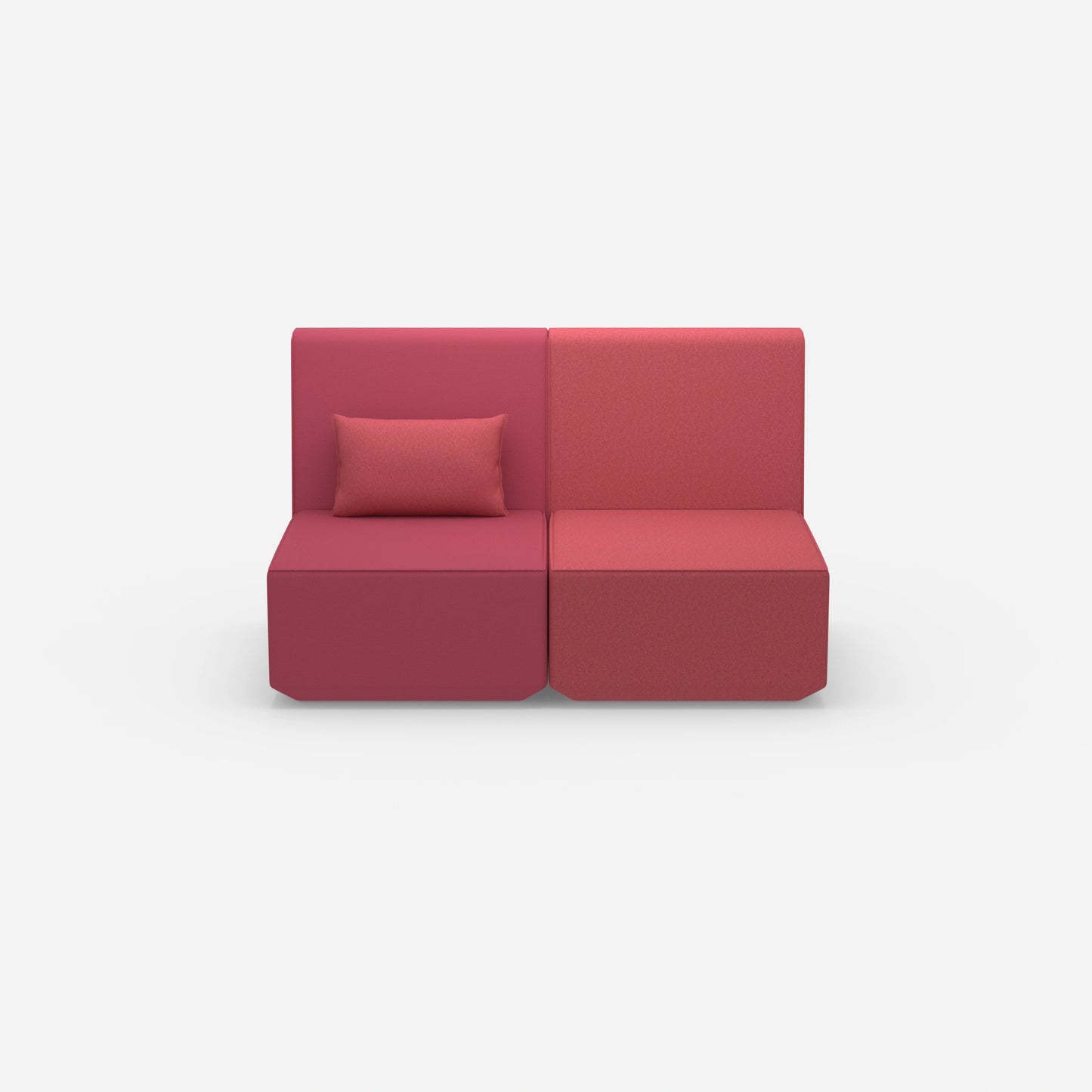2er Sofa rosa mit hohem Rücken von vorne