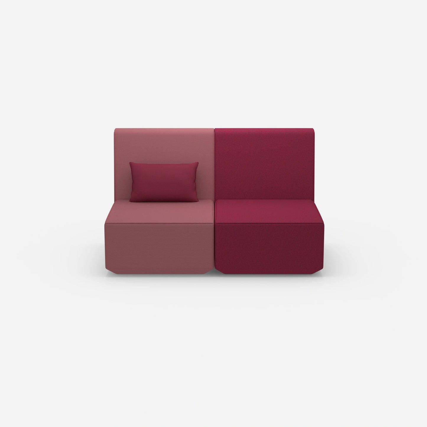 2er Sofa rosa mit hohem Rücken von vorne