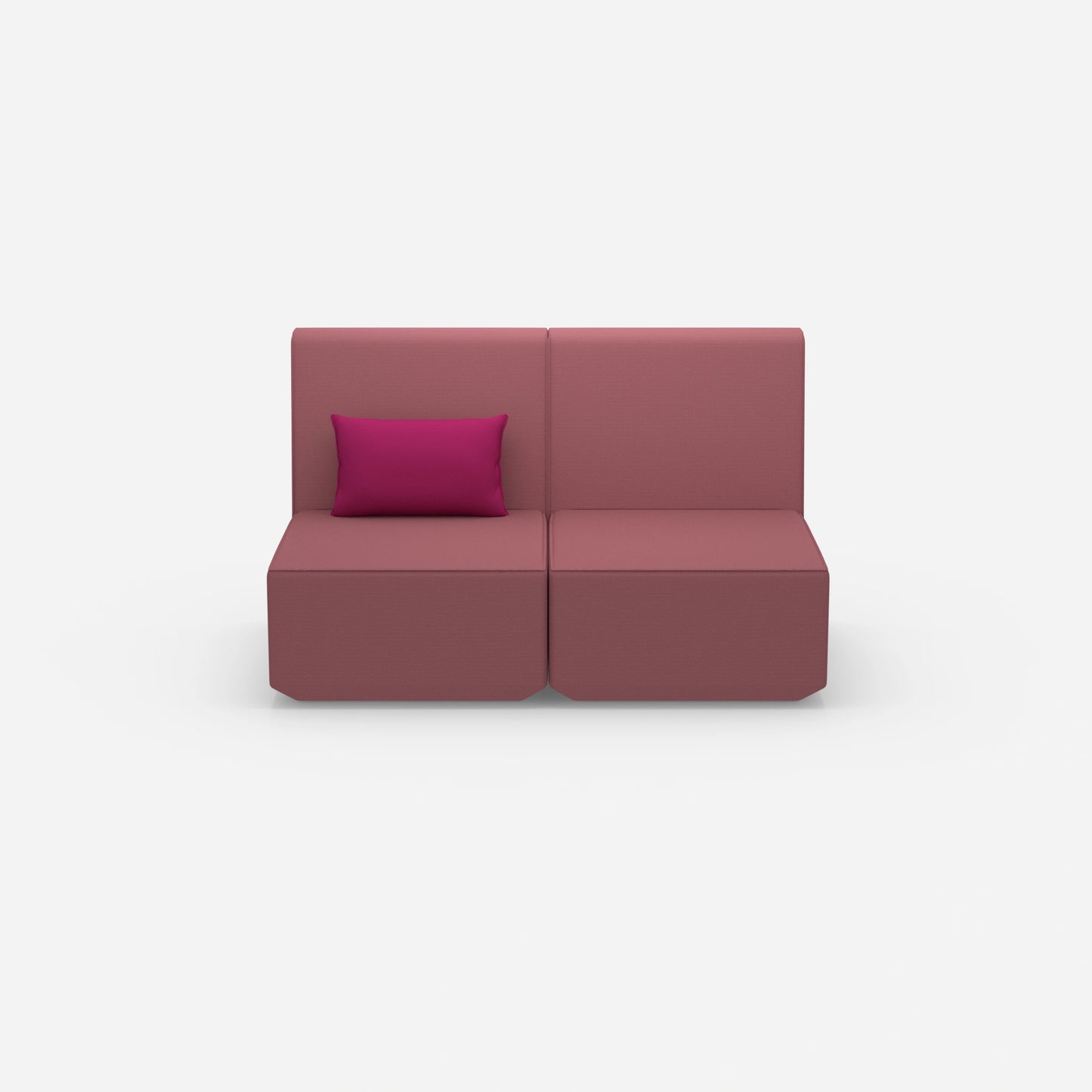 2er Sofa rosa mit hohem Rücken von vorne