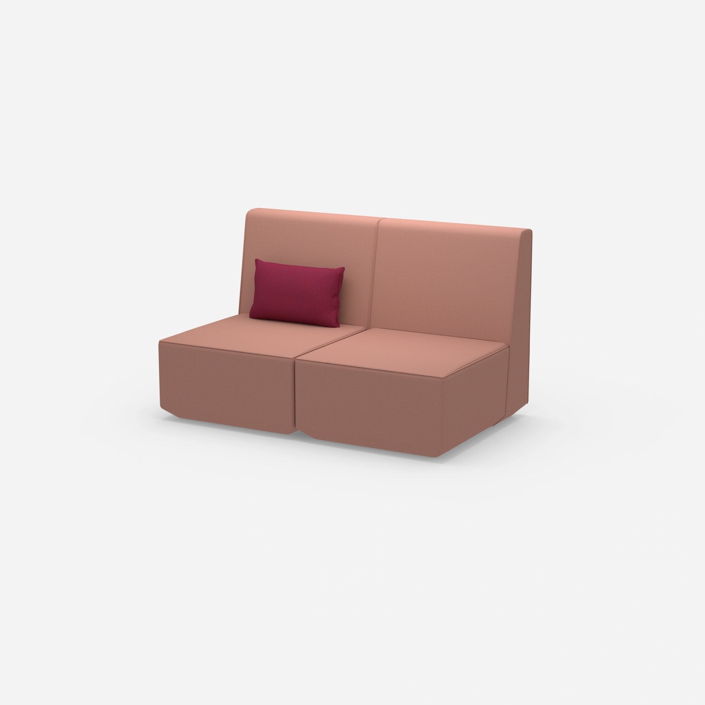 2er Sofa rosa mit hohem Rücken von der Seite