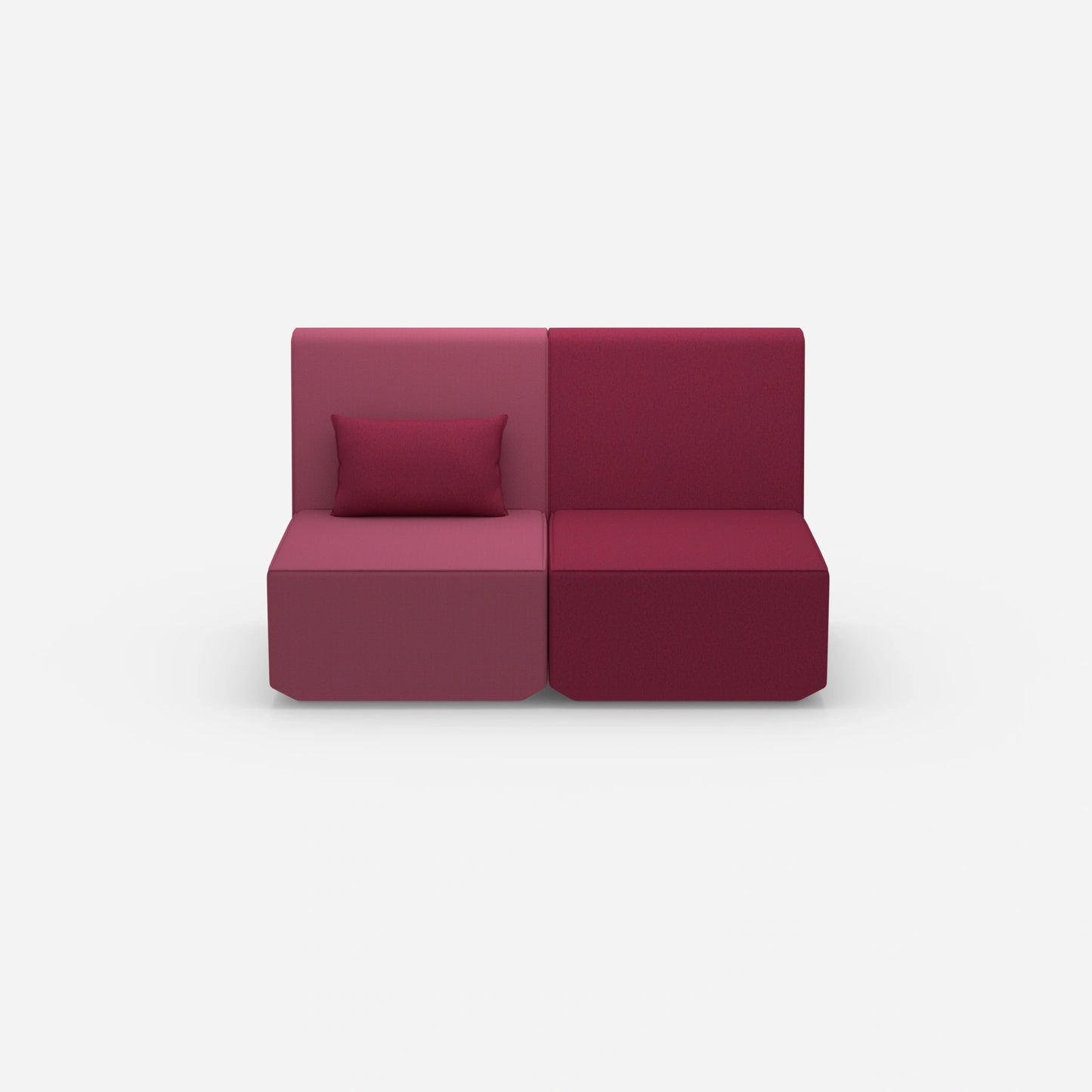 2er Sofa rosa mit hohem Rücken von vorne