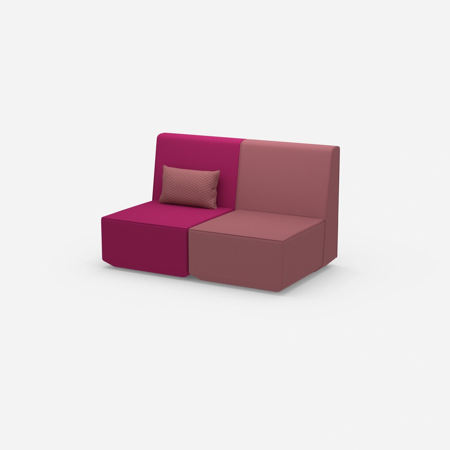 2er Sofa rosa mit hohem Rücken von der Seite