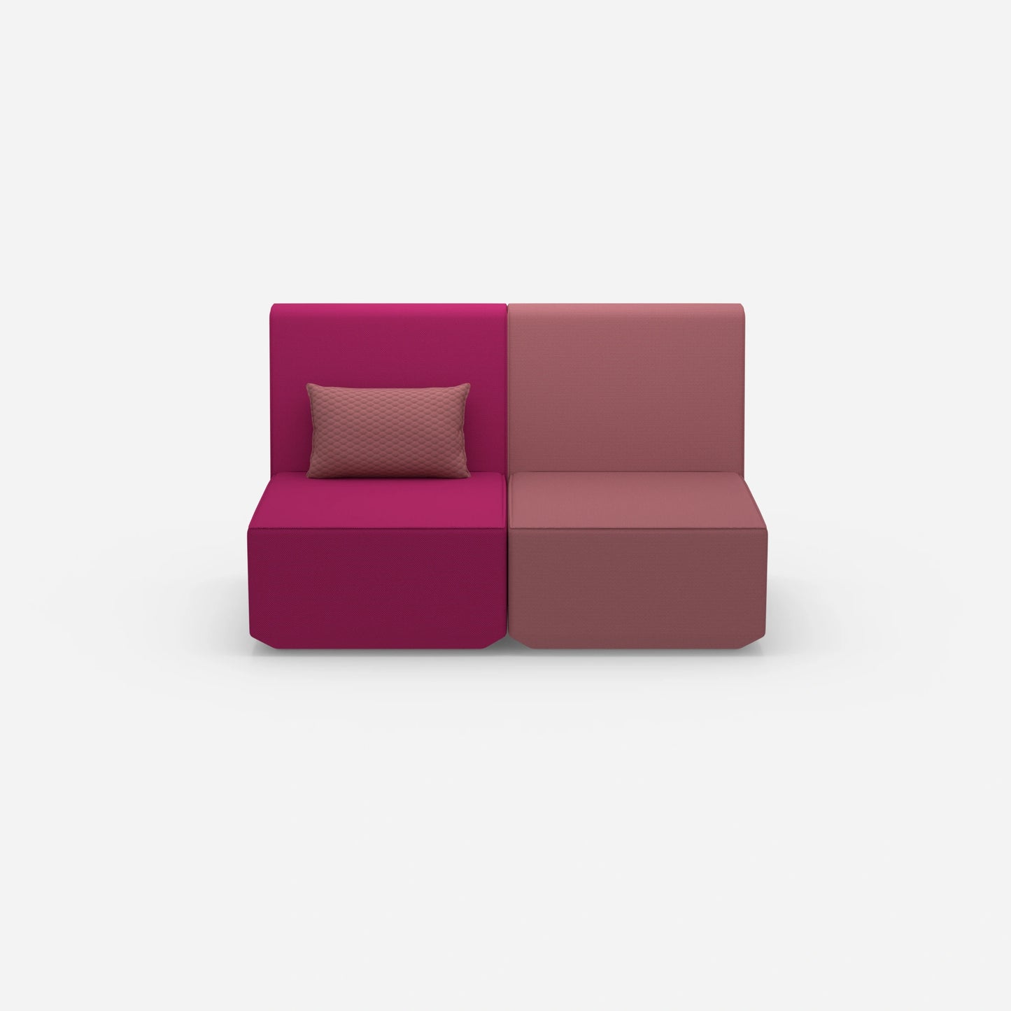 2er Sofa rosa mit hohem Rücken von vorne