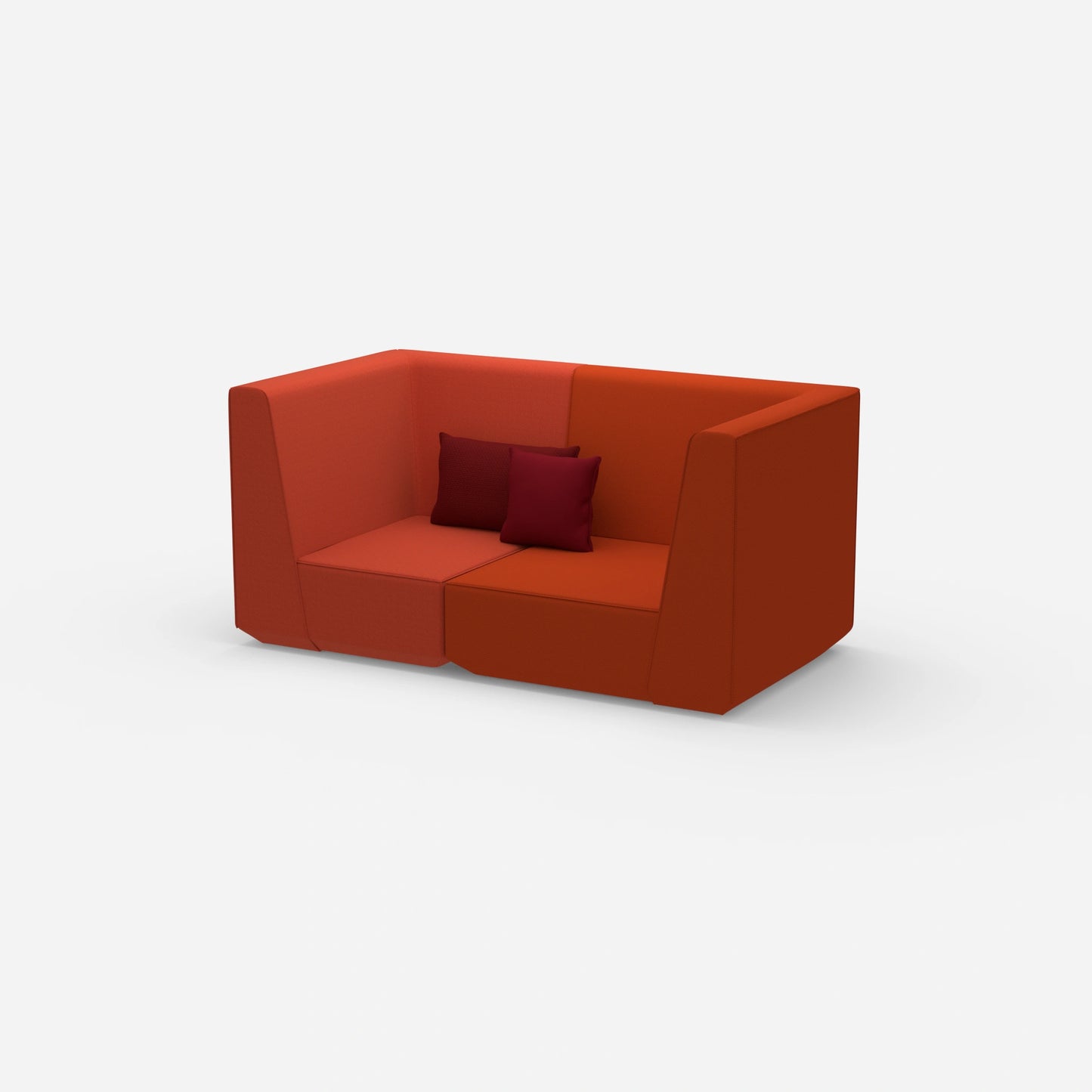 2er Sofa rot von der Seite