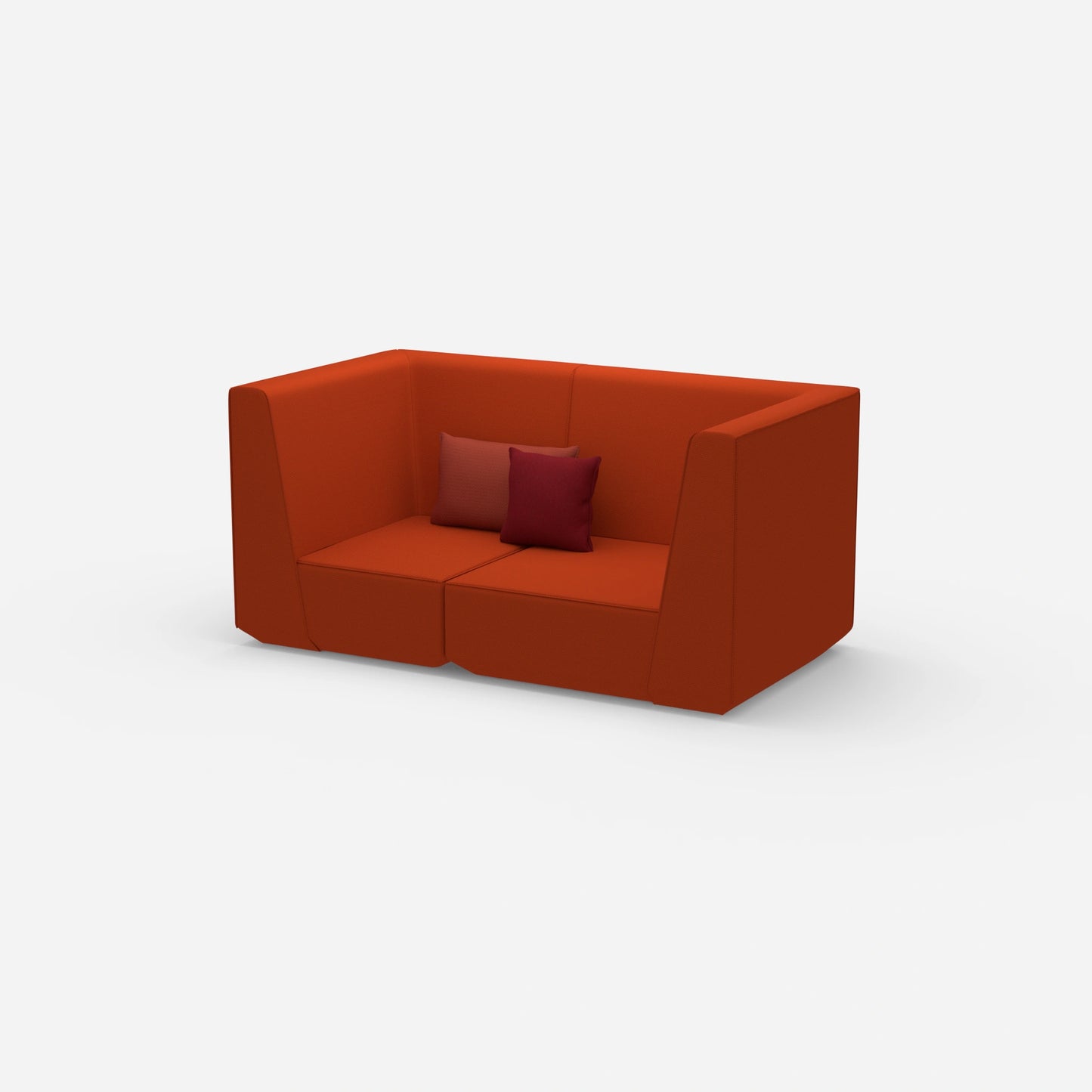 2er Sofa rot von der Seite