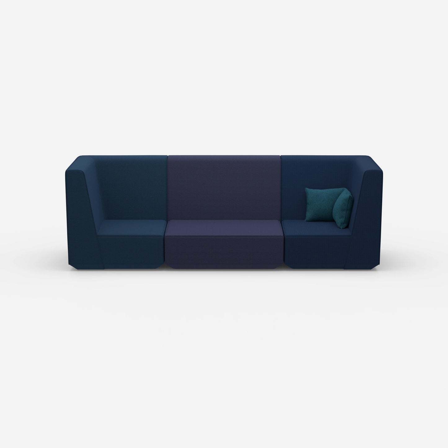 3 Personen Sofa blau von vorne