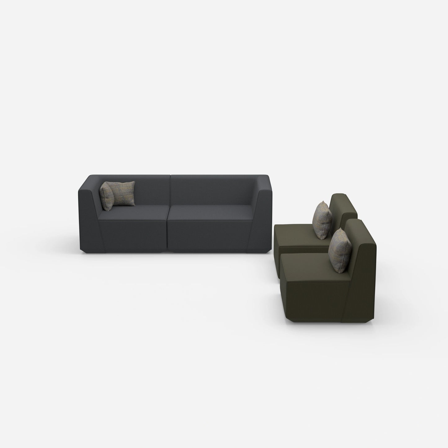 3 Sitzer Sofa mit 2 Sesseln von vorne