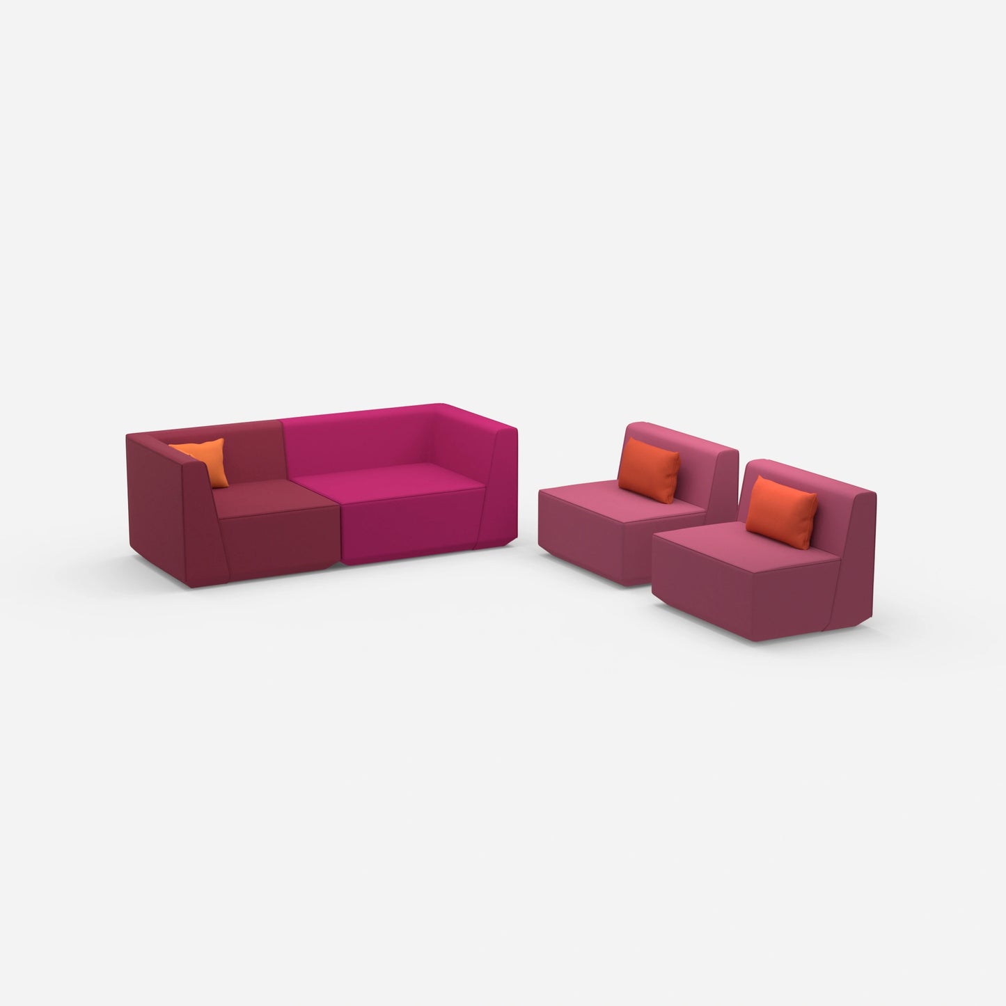 3 Sitzer Sofa mit 2 Sesseln von der Seite