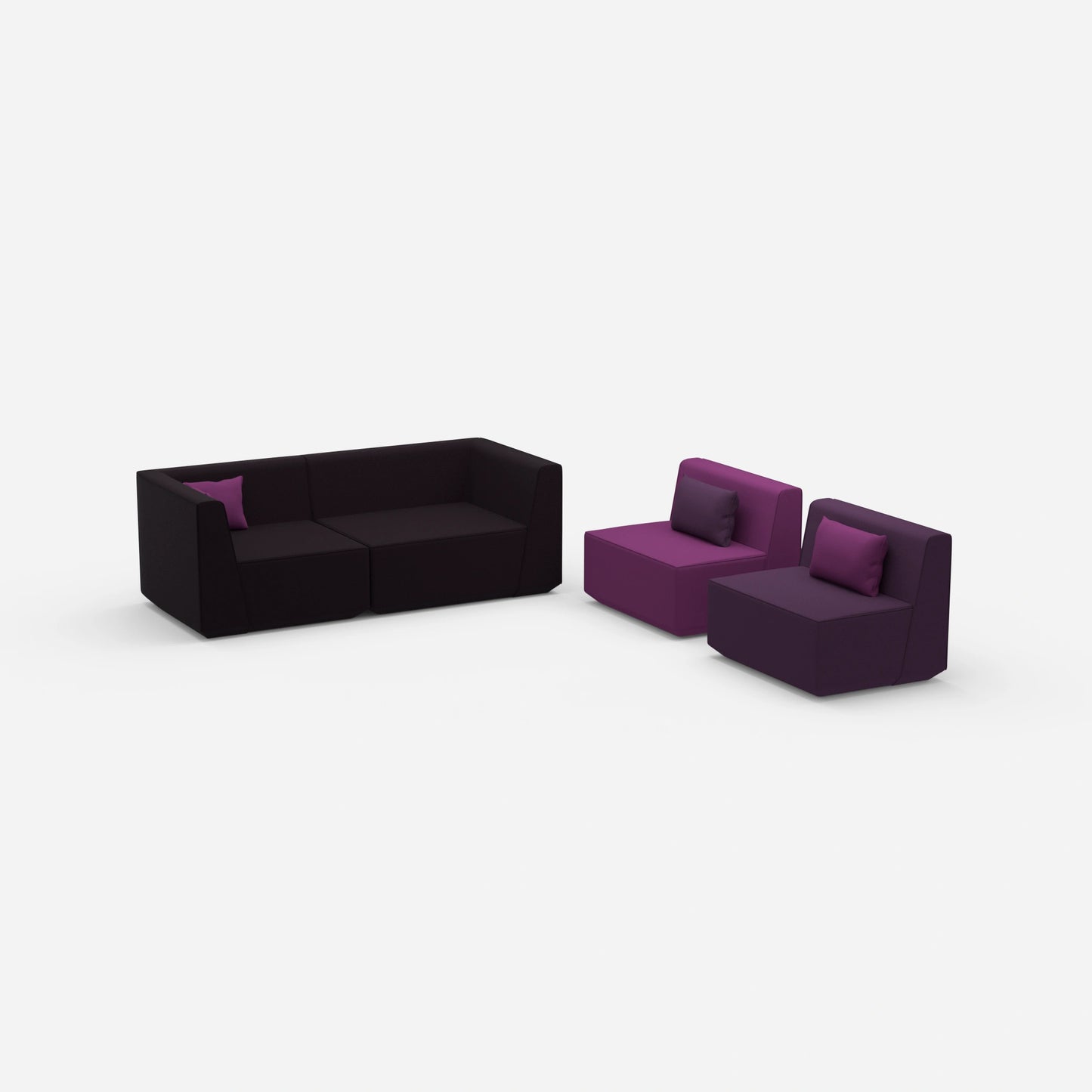 3 Sitzer Sofa mit 2 Sesseln von der Seite