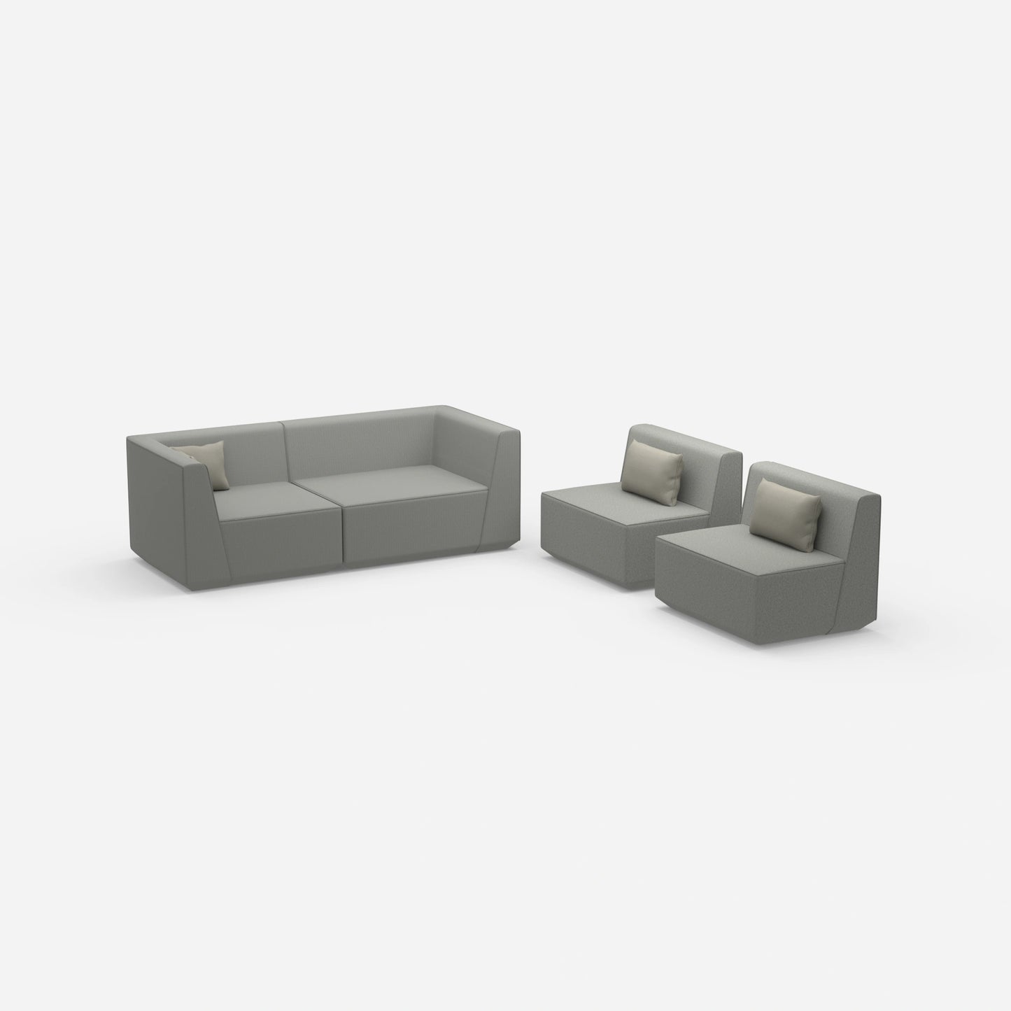 3 Sitzer Sofa mit 2 Sesseln von der Seite