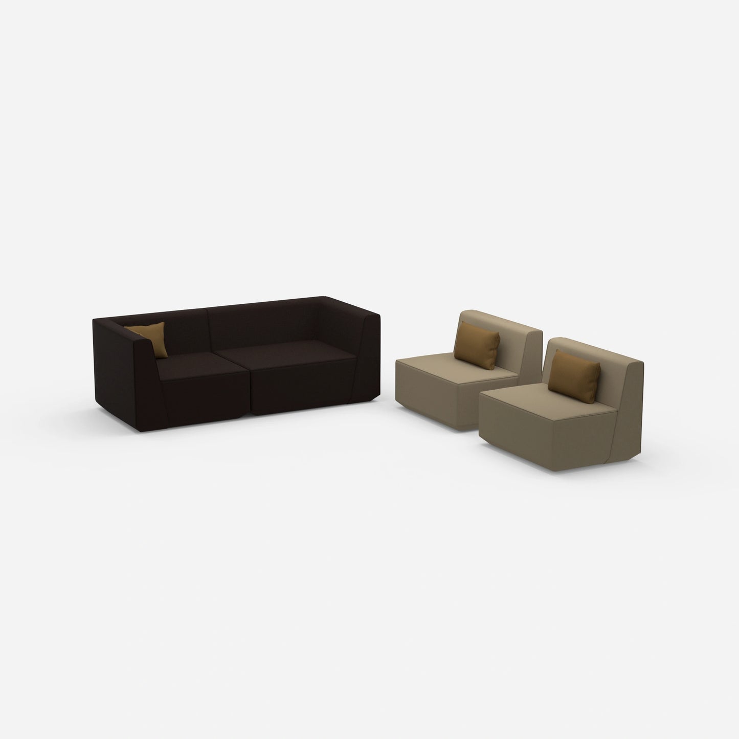 3 Sitzer Sofa mit 2 Sesseln von der Seite