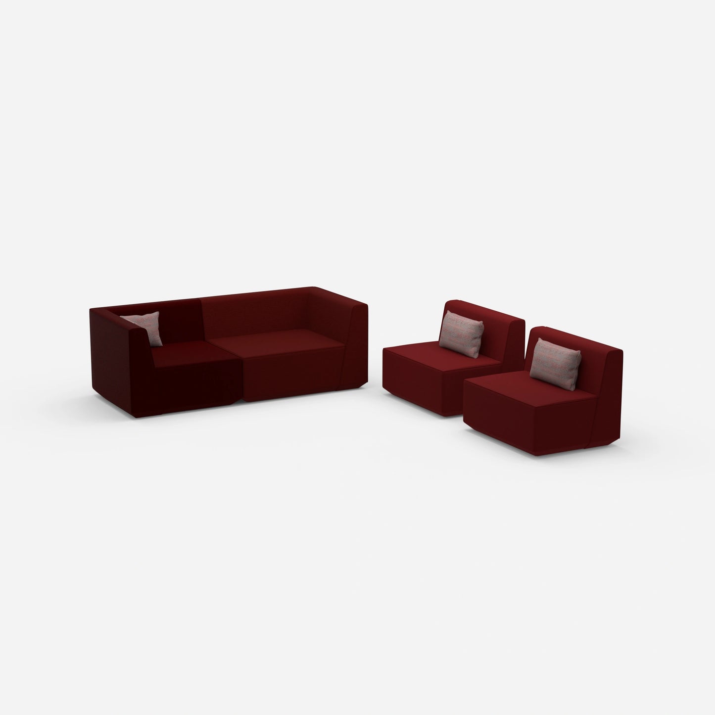 3 Sitzer Sofa mit 2 Sesseln von der Seite