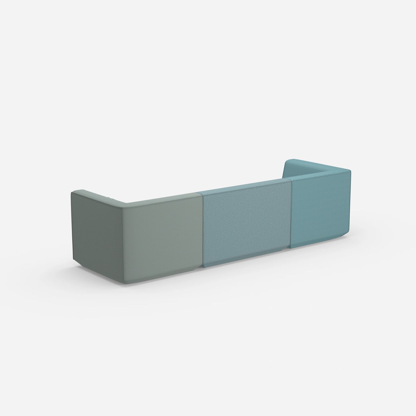 3er Sofa blau von hinten