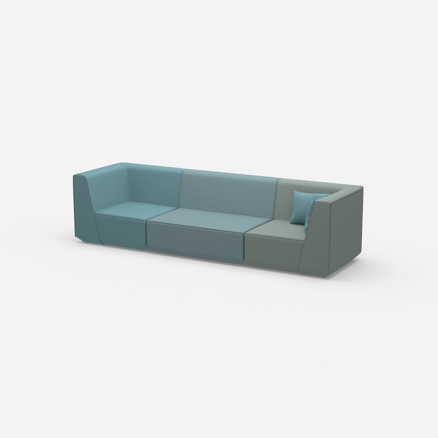 3er Sofa blau von der Seite