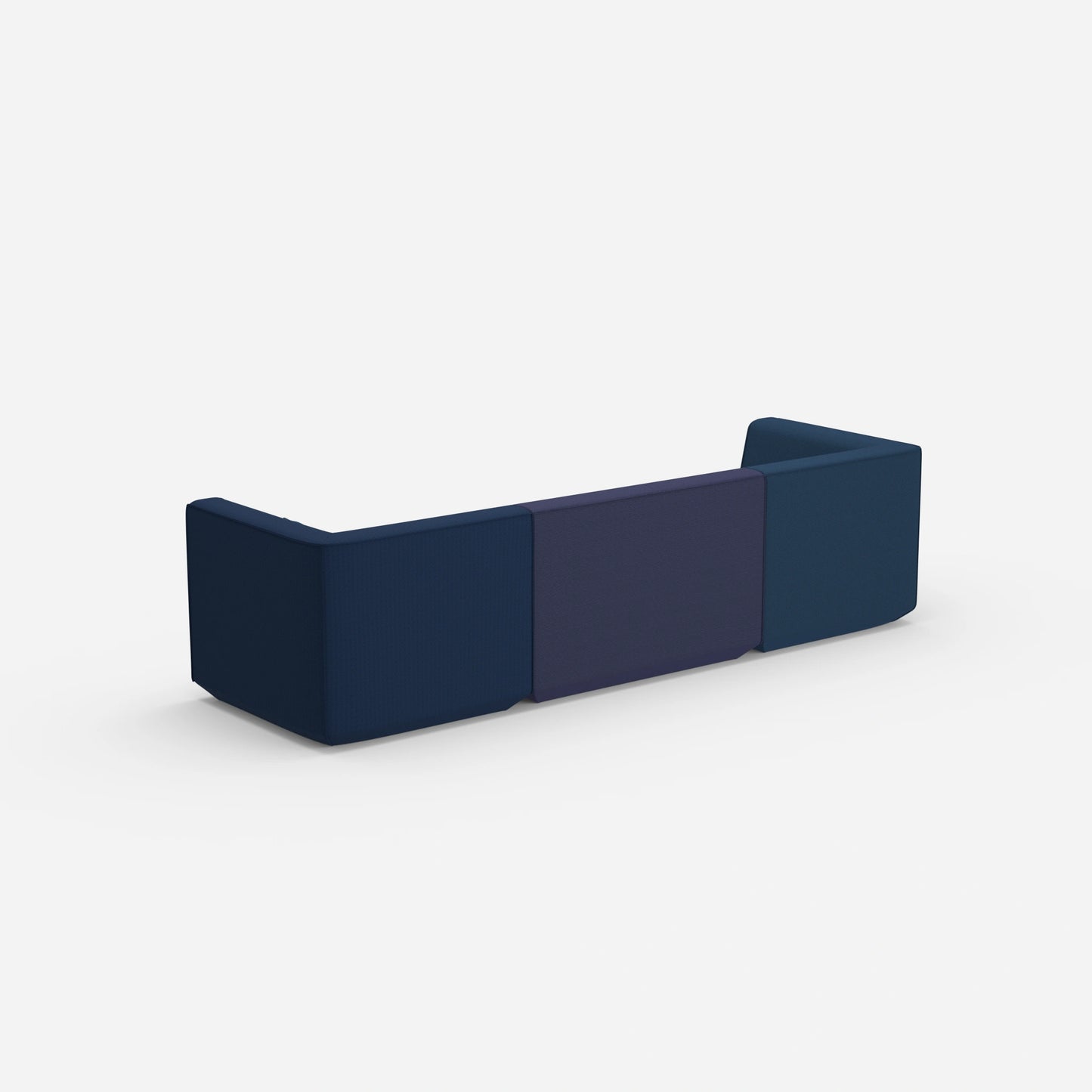 3er Sofa blau von hinten