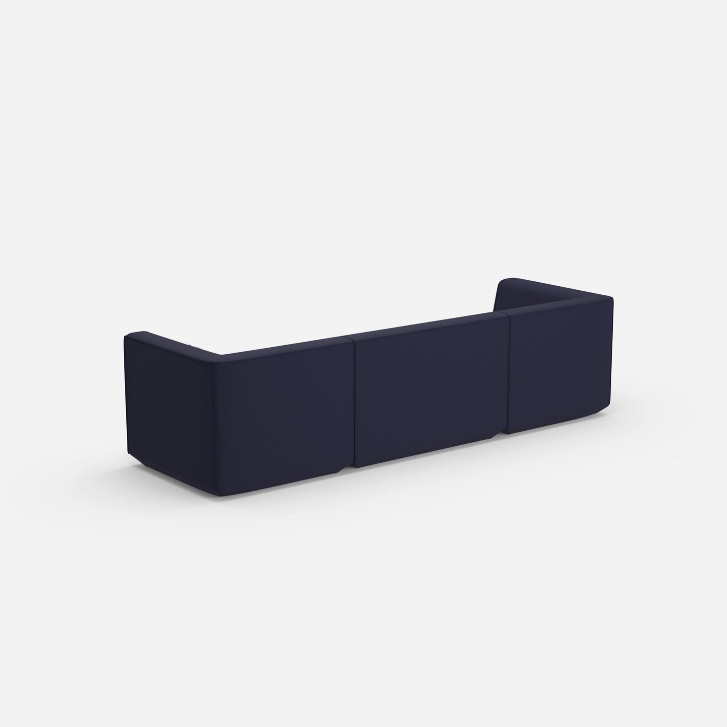 3er Sofa blau von hinten