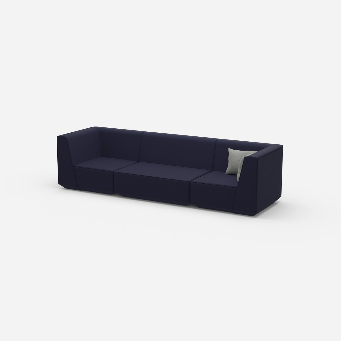3er Sofa blau von der Seite