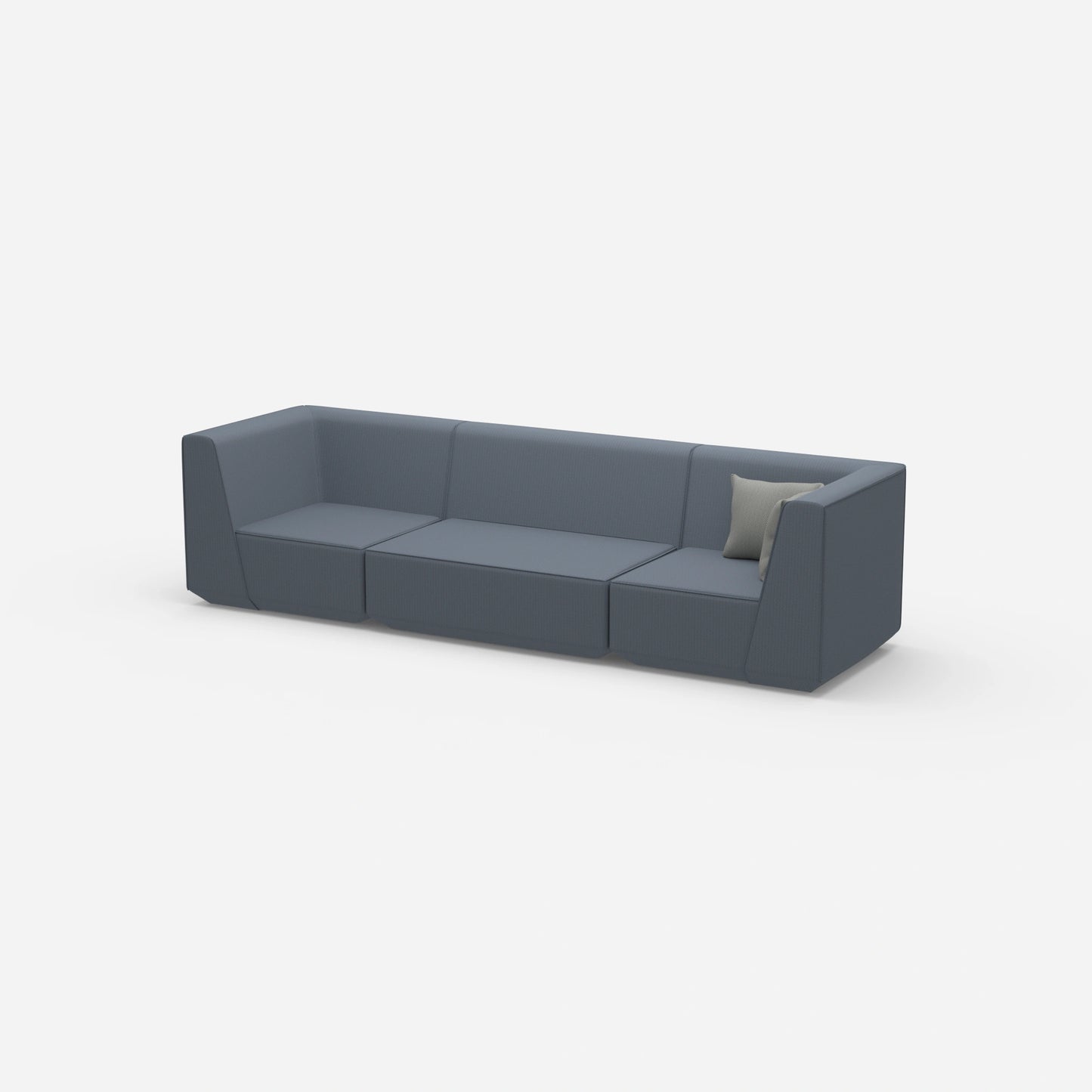 3er Sofa blau von der Seite