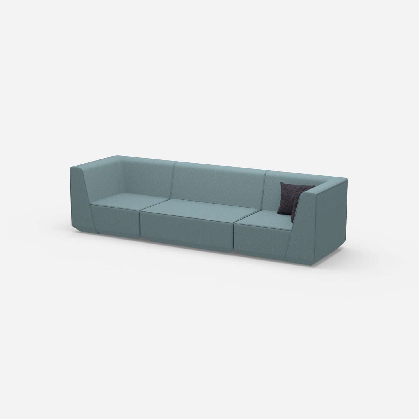 3er Sofa blau von der Seite