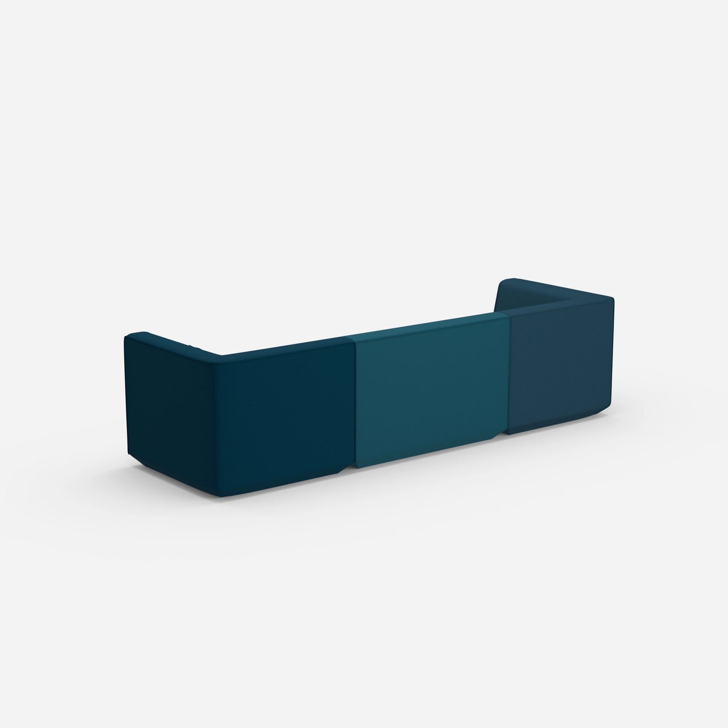 3er Sofa blau von hinten