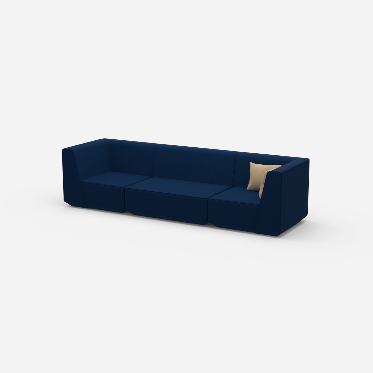 3er Sofa blau von der Seite