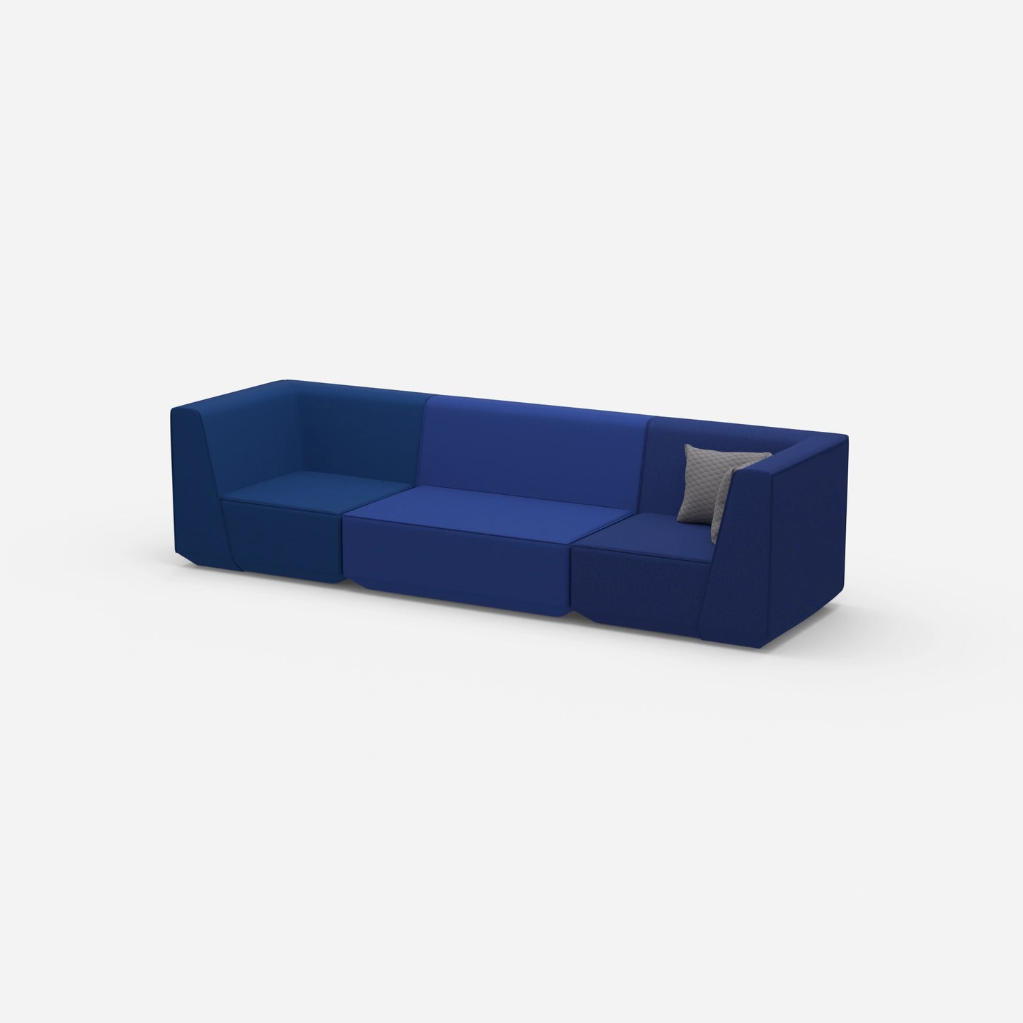3er Sofa blau von der Seite