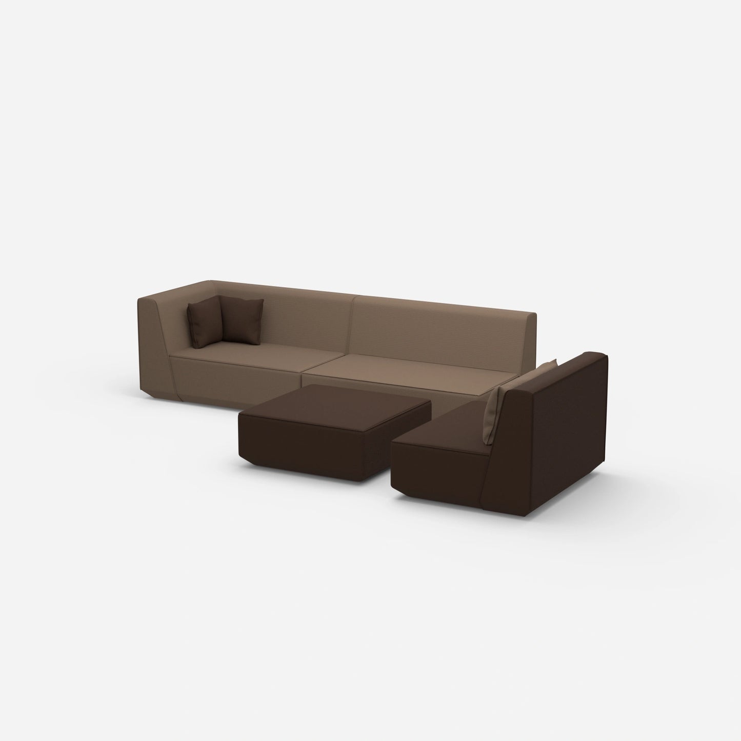 3er Sofa plus Sessel von der Seite