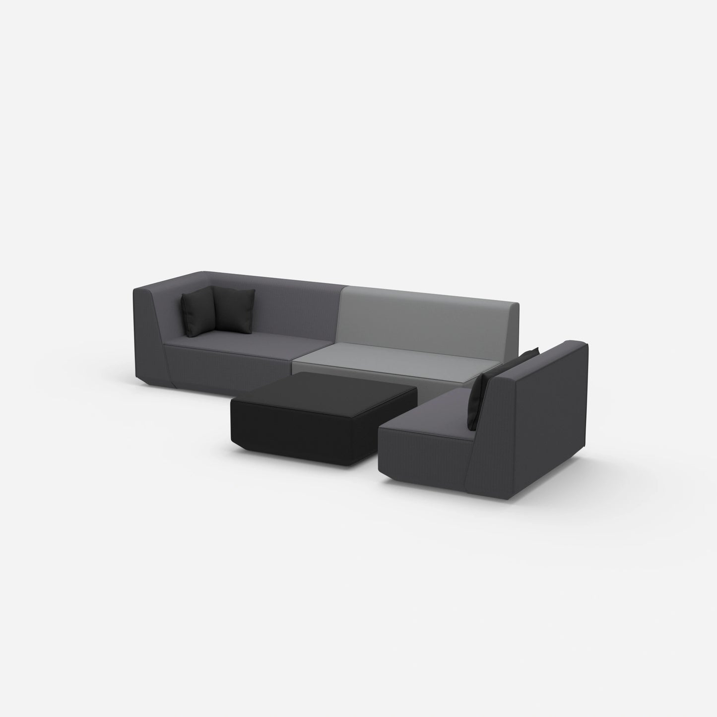 3er Sofa plus Sessel von der Seite