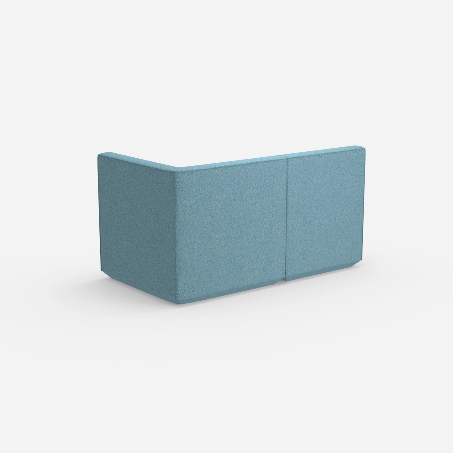 Blaues Modulsofa mit hoher Rückenlehne von hinten