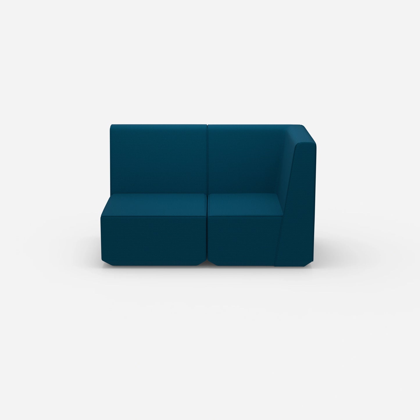 Blaues Zweisitzer Sofa 160 cm breit von vorne