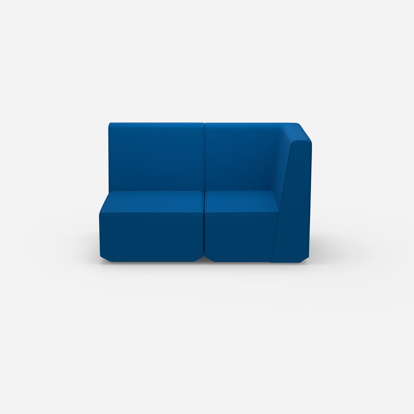 Blaues Zweisitzer Sofa 160 cm breit von vorne