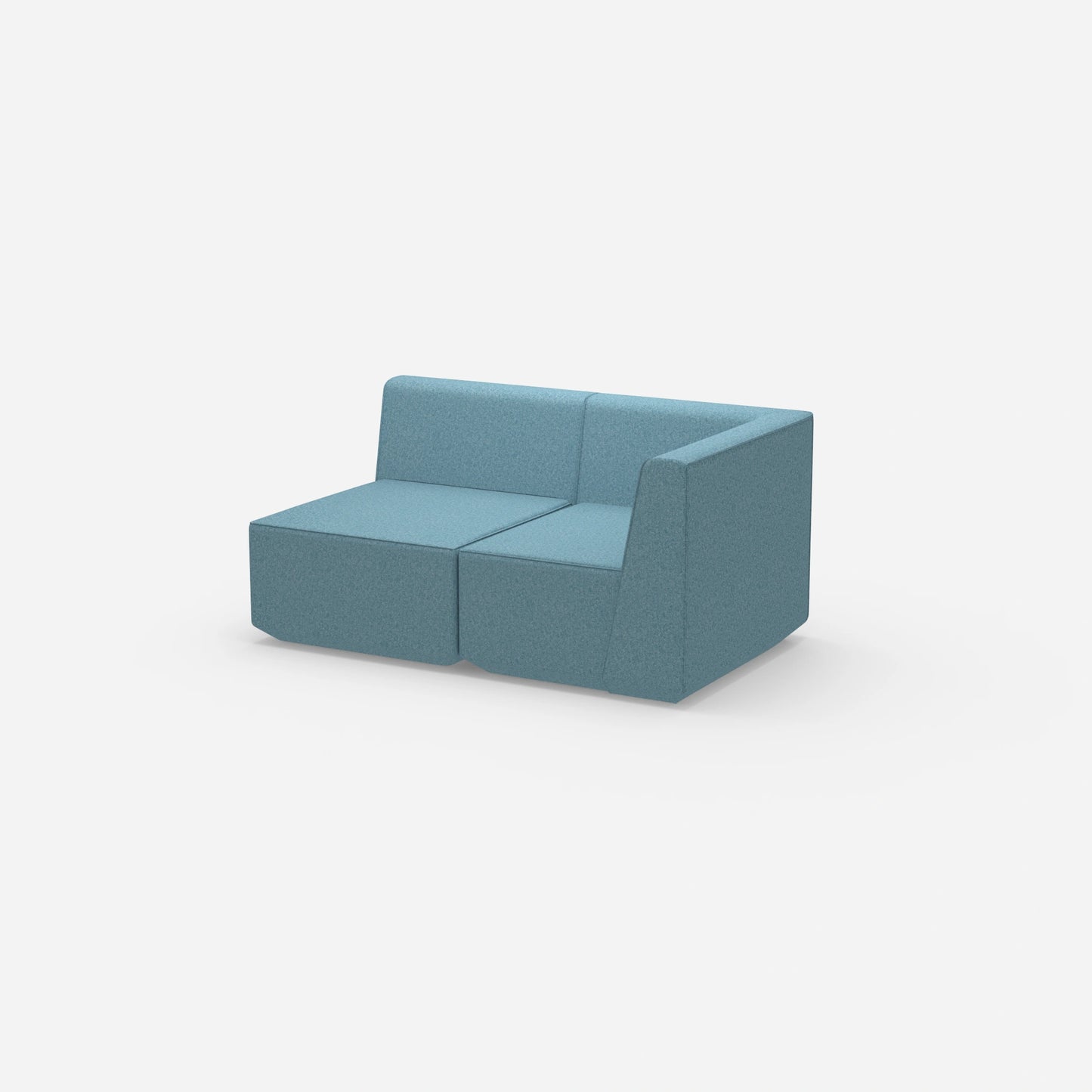 Blaues Zweisitzer Sofa von der Seite
